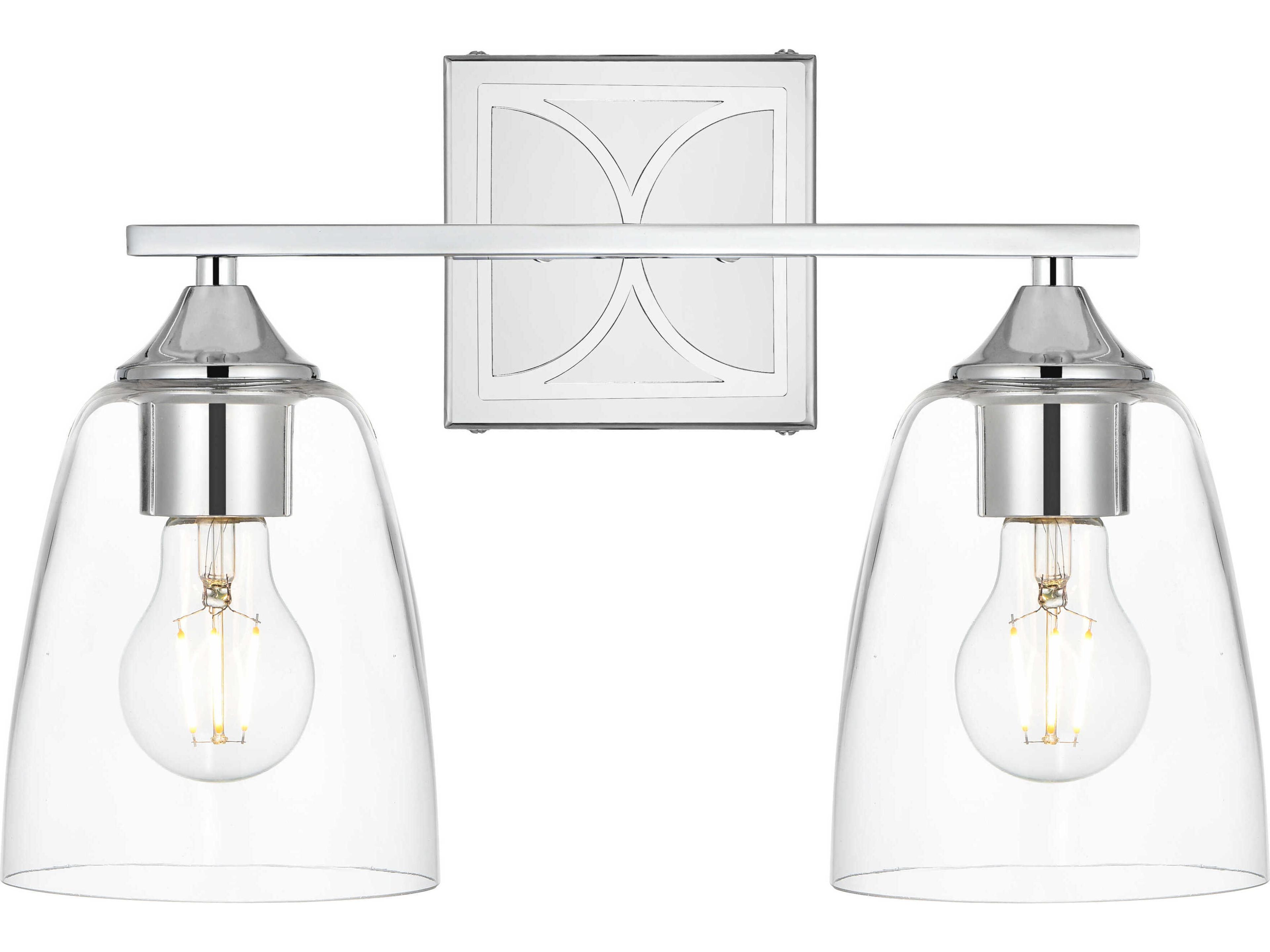 Elegant Lighting Harris 2-Light Chrome Glass Vanity Light