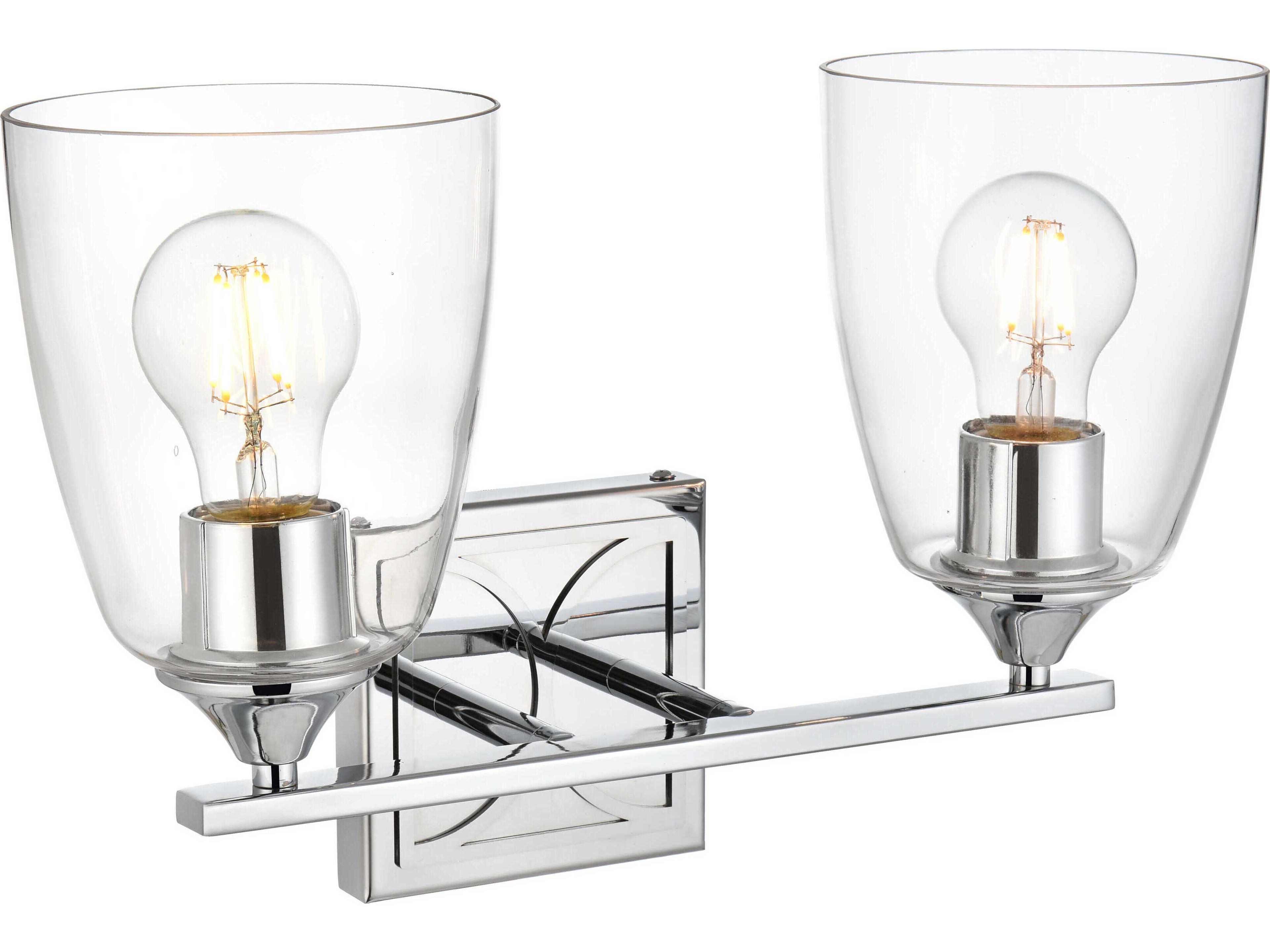Elegant Lighting Harris 2-Light Chrome Glass Vanity Light