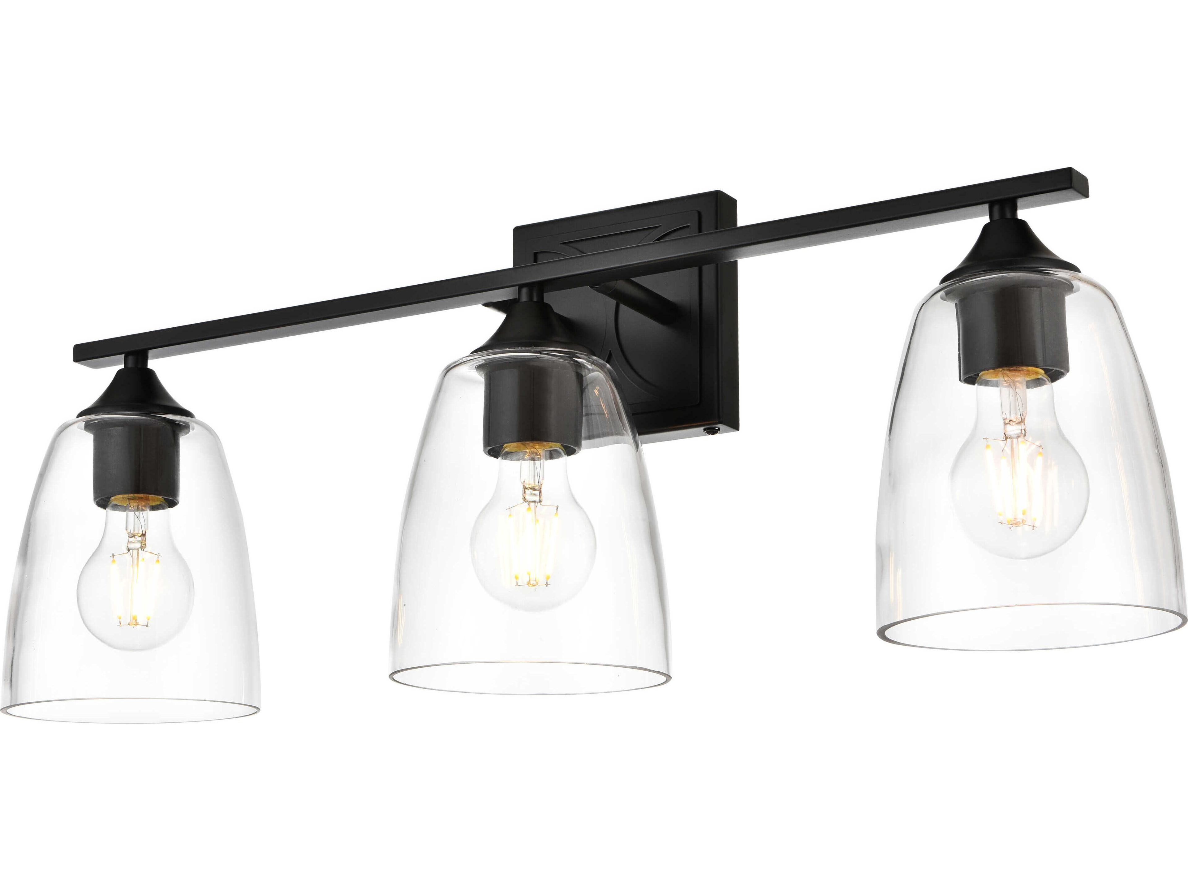 Harris 3-Light Black Glass Vanity Light