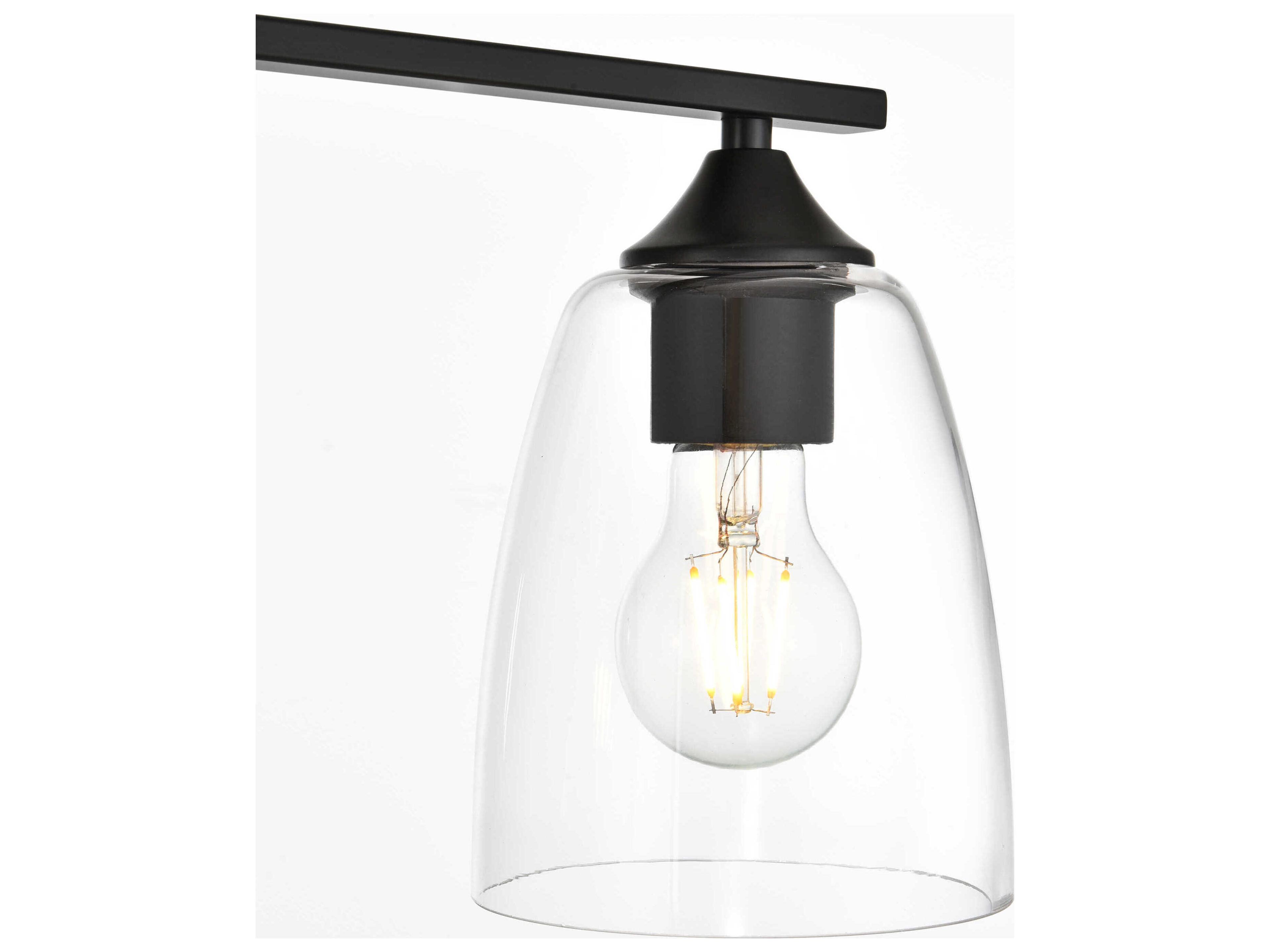 Elegant Lighting Harris 3-Light Black Glass Vanity Light