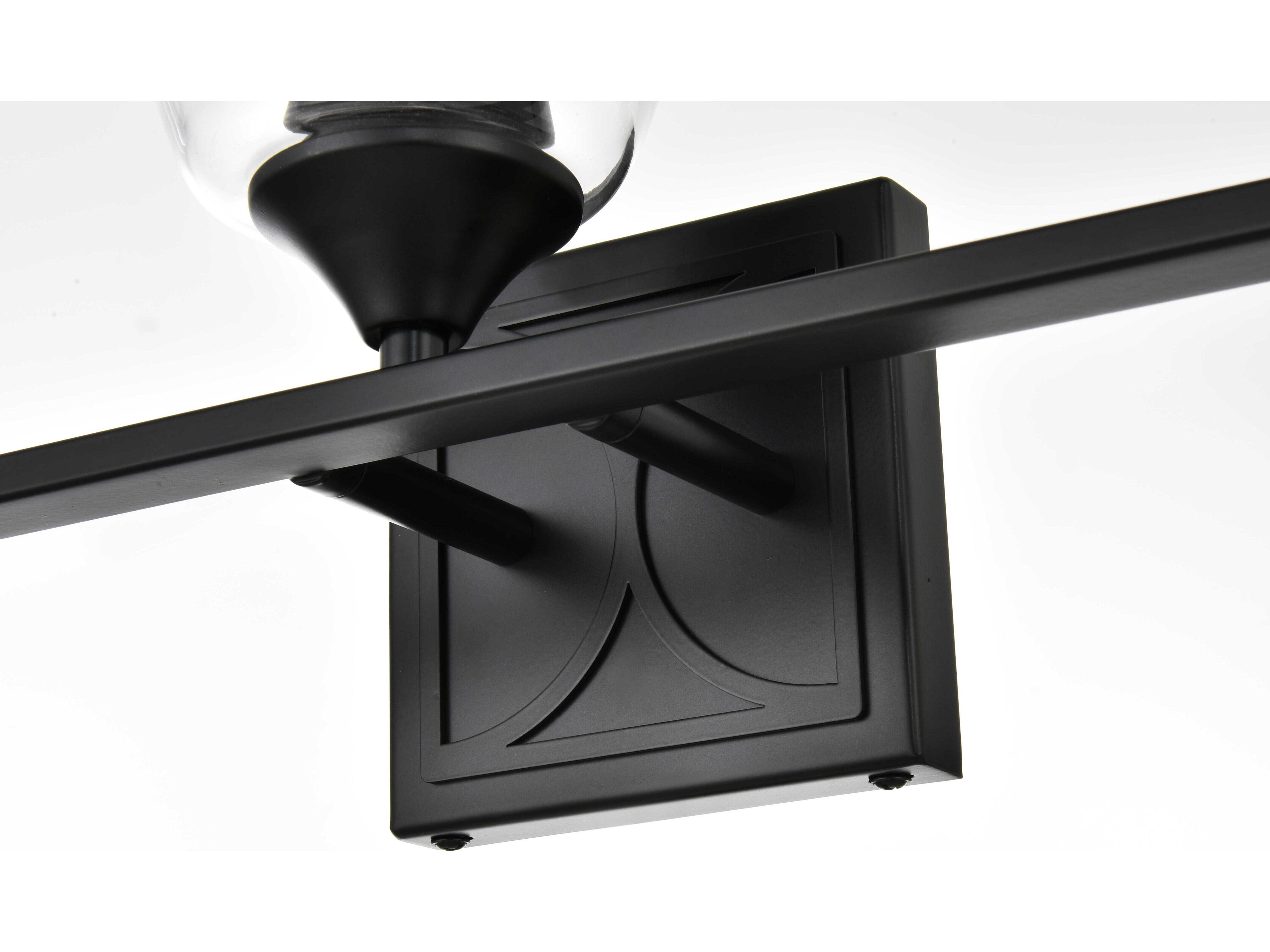 Elegant Lighting Harris 3-Light Black Glass Vanity Light