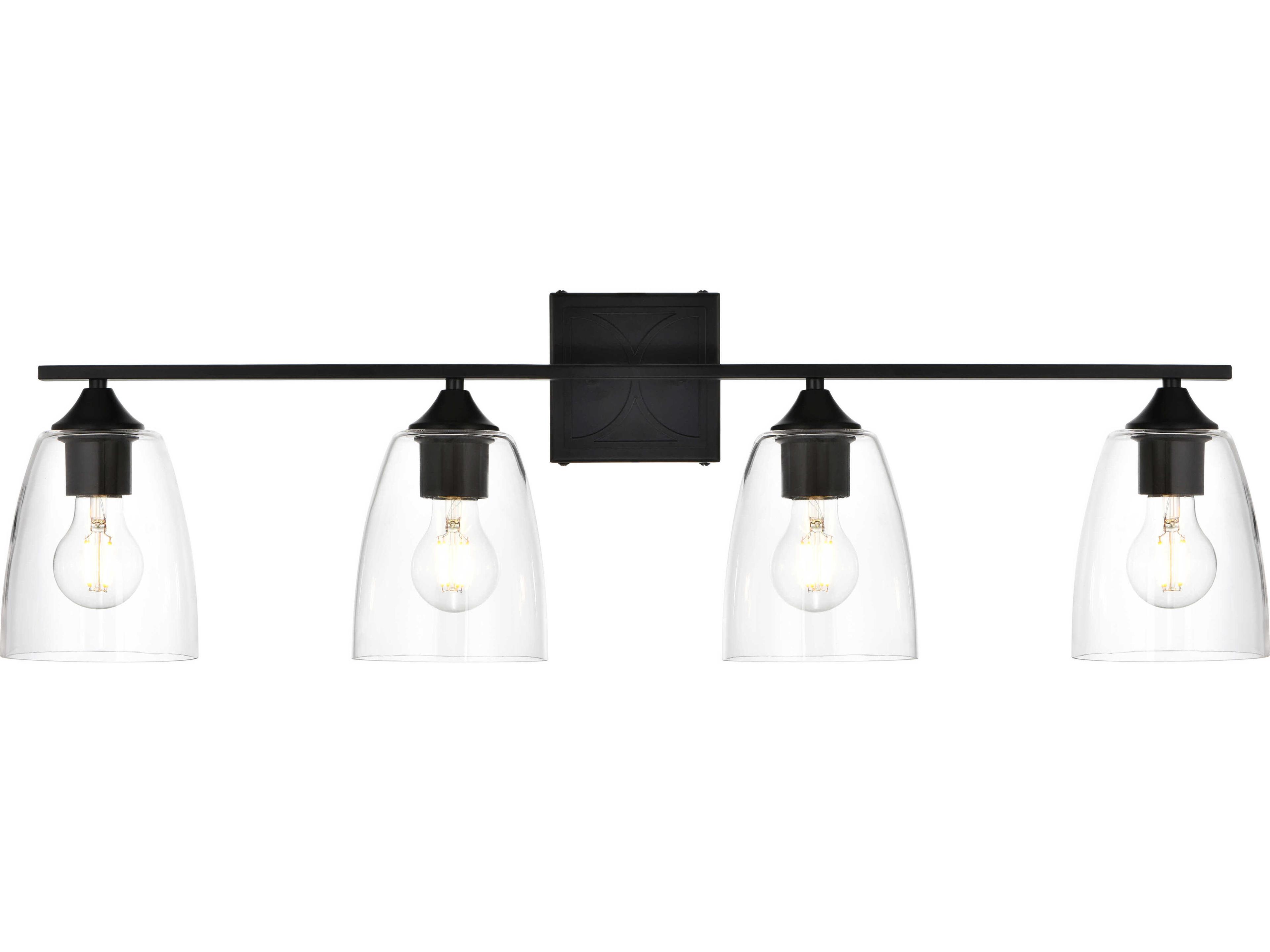 Elegant Lighting Harris 4-Light Black Glass Vanity Light