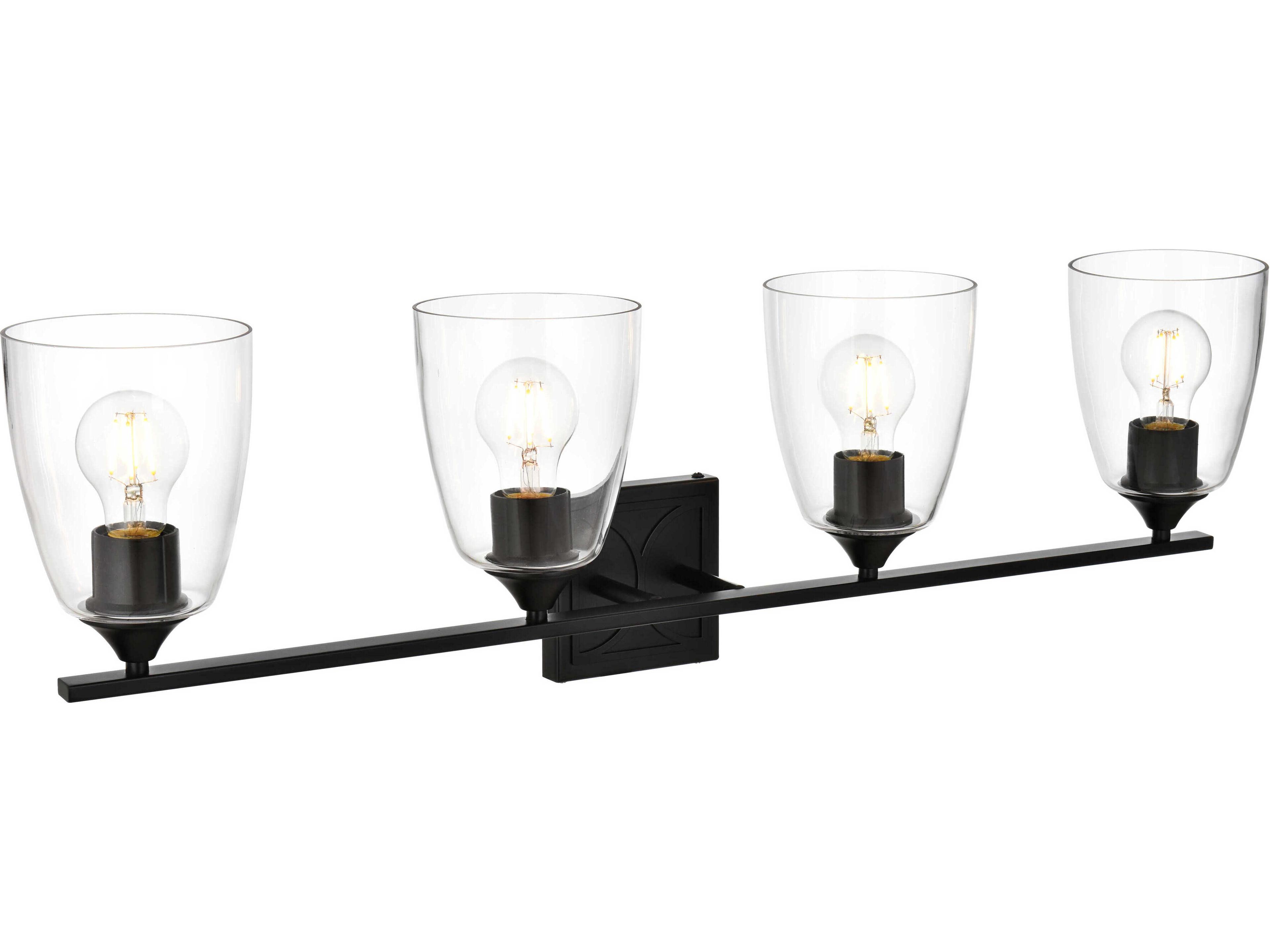 Elegant Lighting Harris 4-Light Black Glass Vanity Light