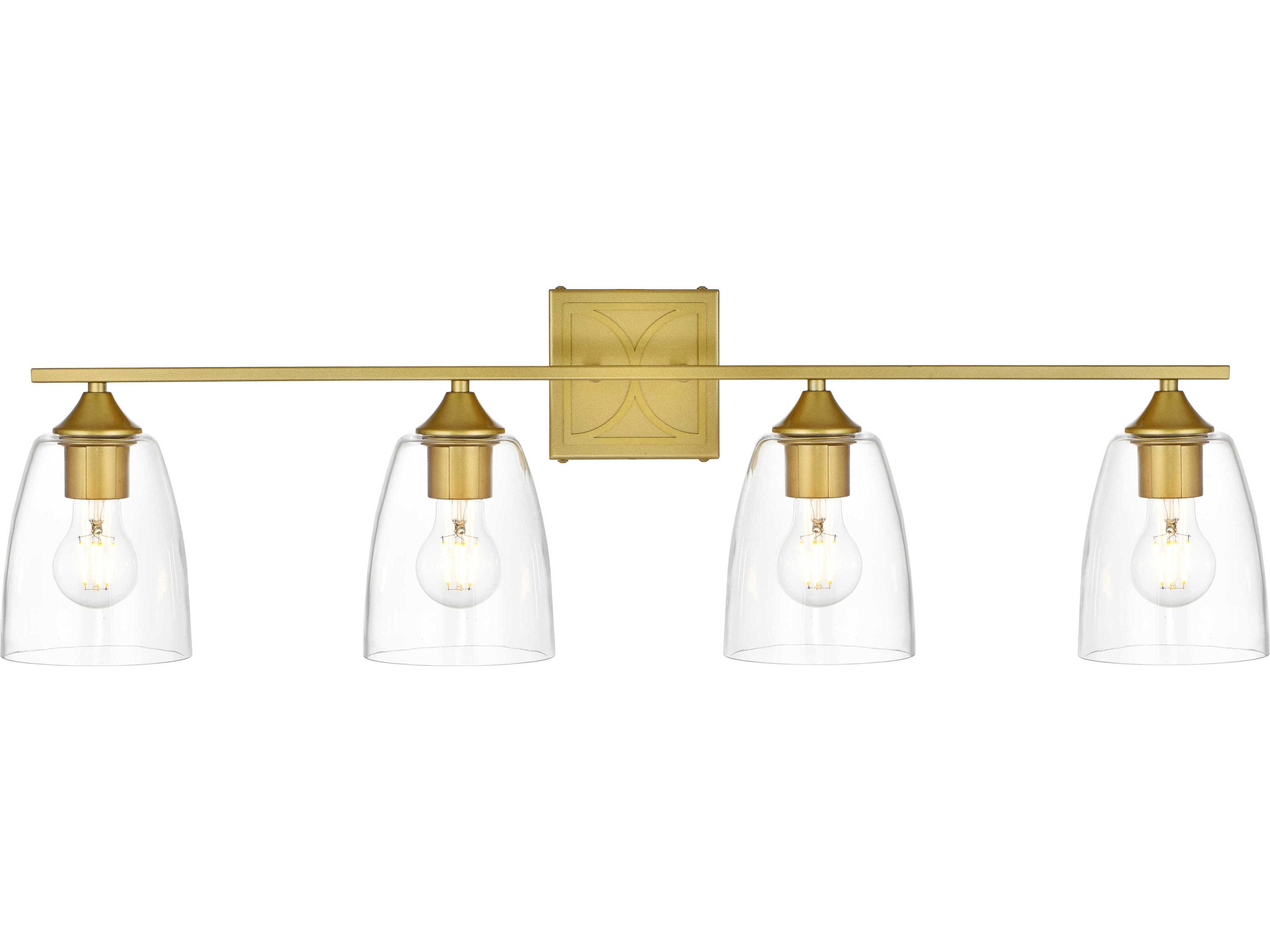 Elegant Lighting Harris 4-Light Brass Glass Vanity Light