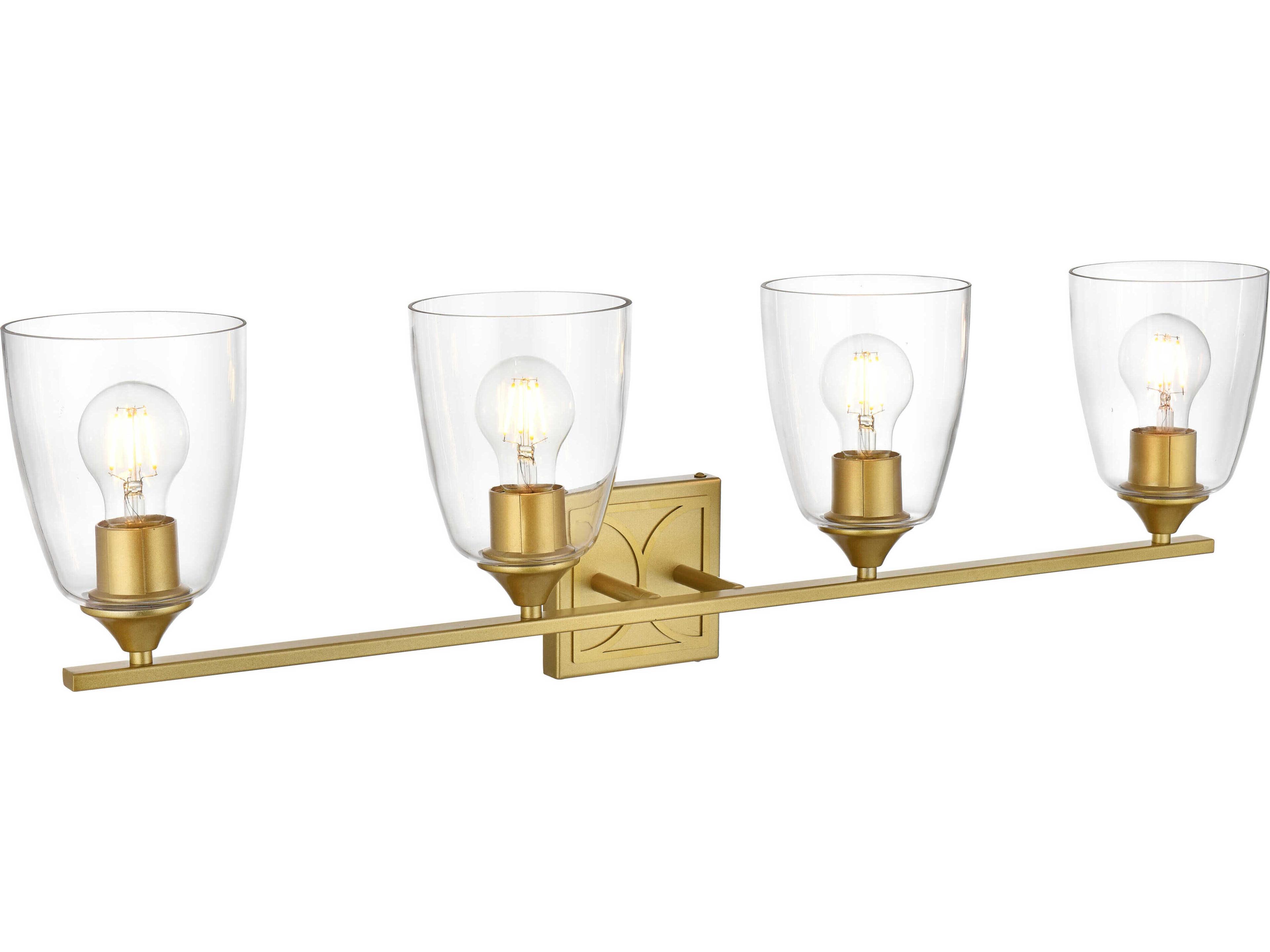 Elegant Lighting Harris 4-Light Brass Glass Vanity Light