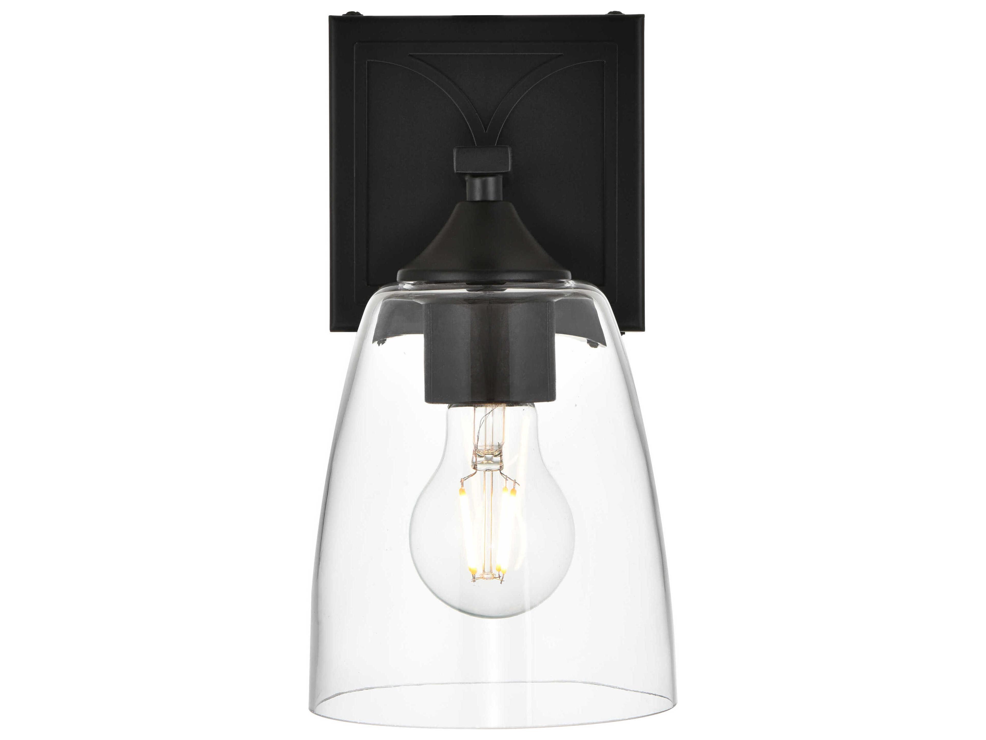 Elegant Lighting Harris 1-Light Black Glass Wall Sconce