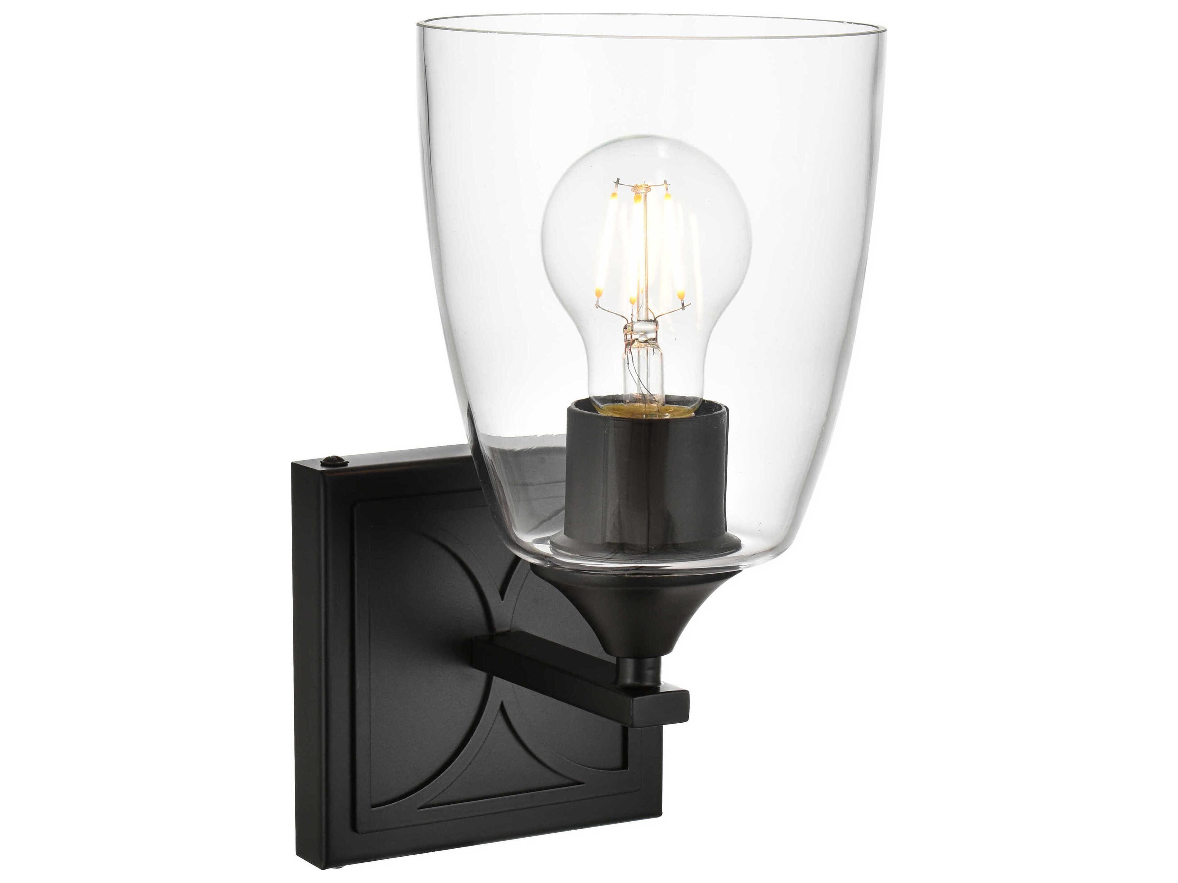 Elegant Lighting Harris 1-Light Black Glass Wall Sconce