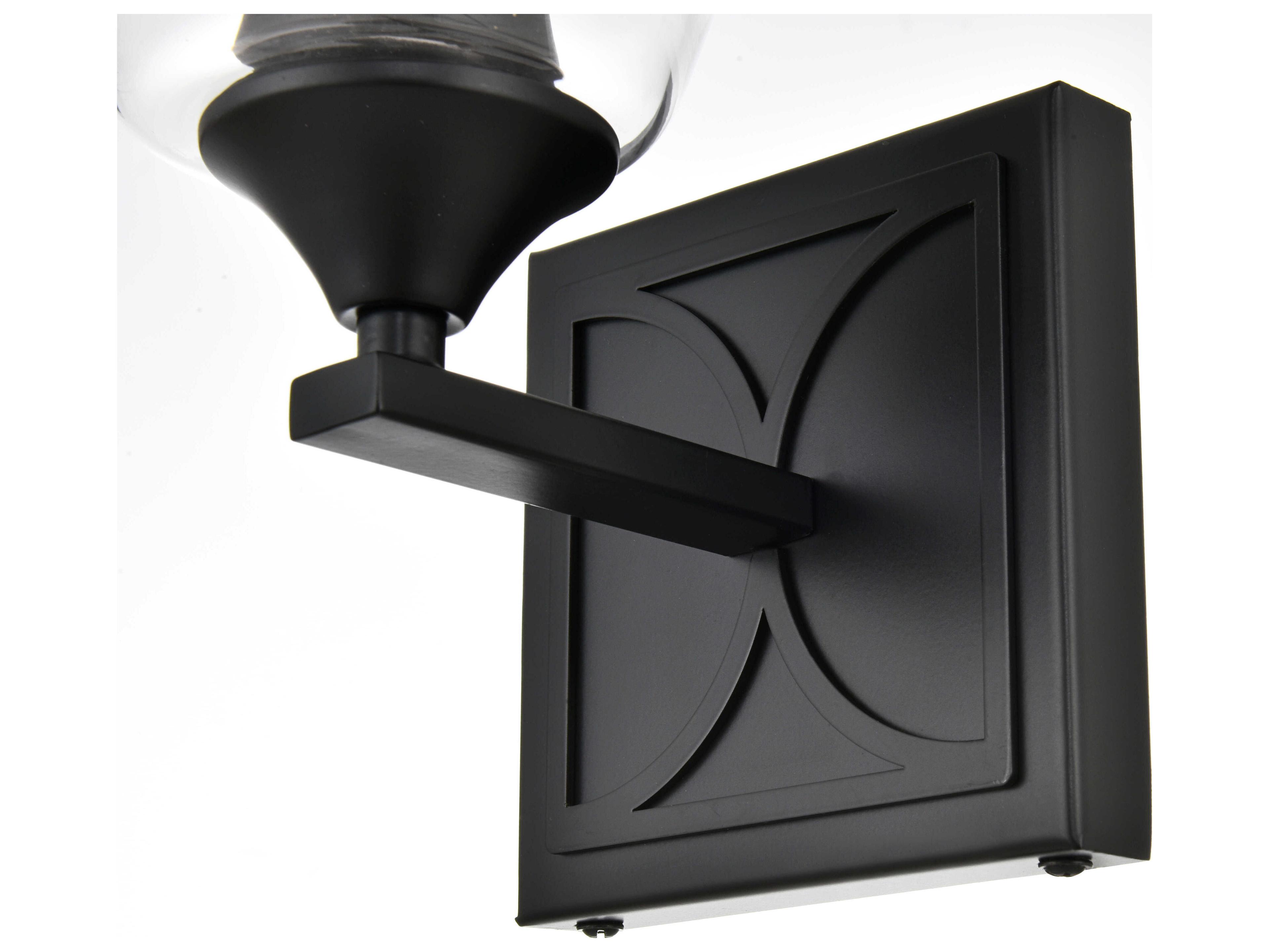 Elegant Lighting Harris 1-Light Black Glass Wall Sconce