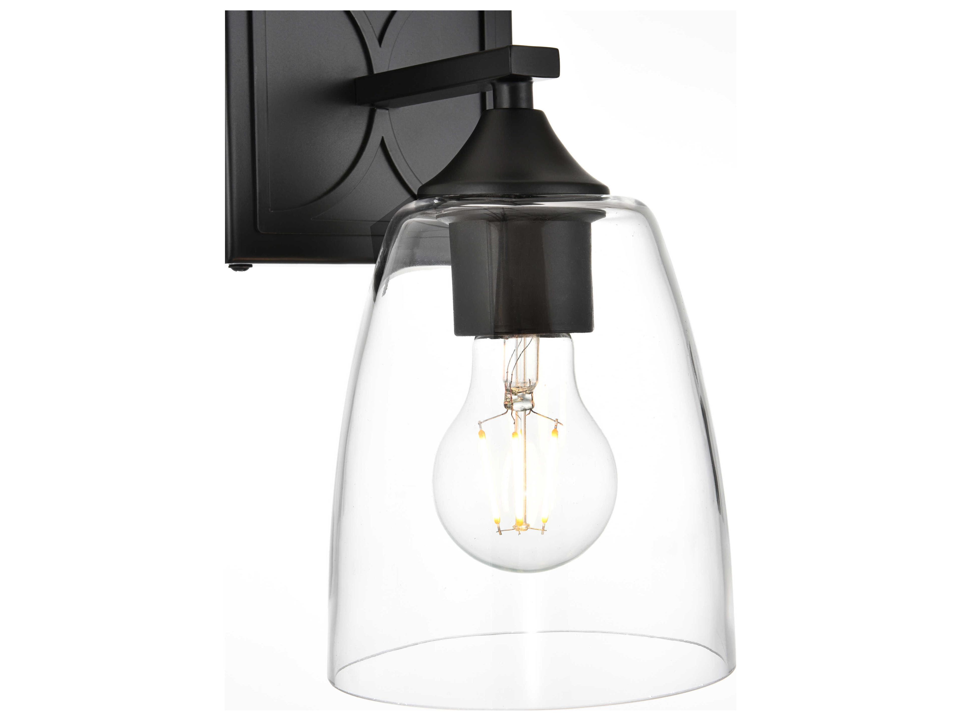 Elegant Lighting Harris 1-Light Black Glass Wall Sconce