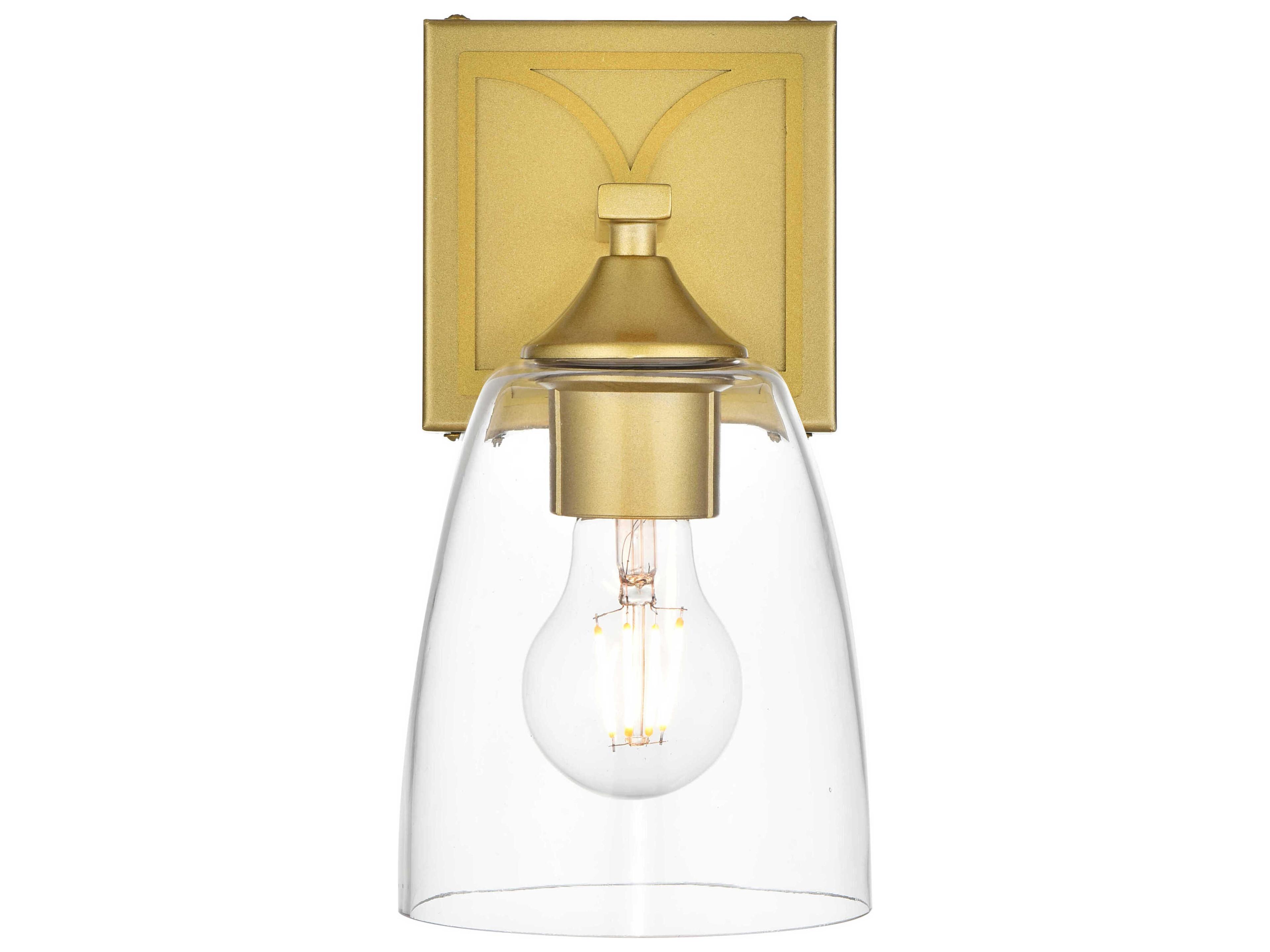 Elegant Lighting Harris 1-Light Brass Glass Wall Sconce