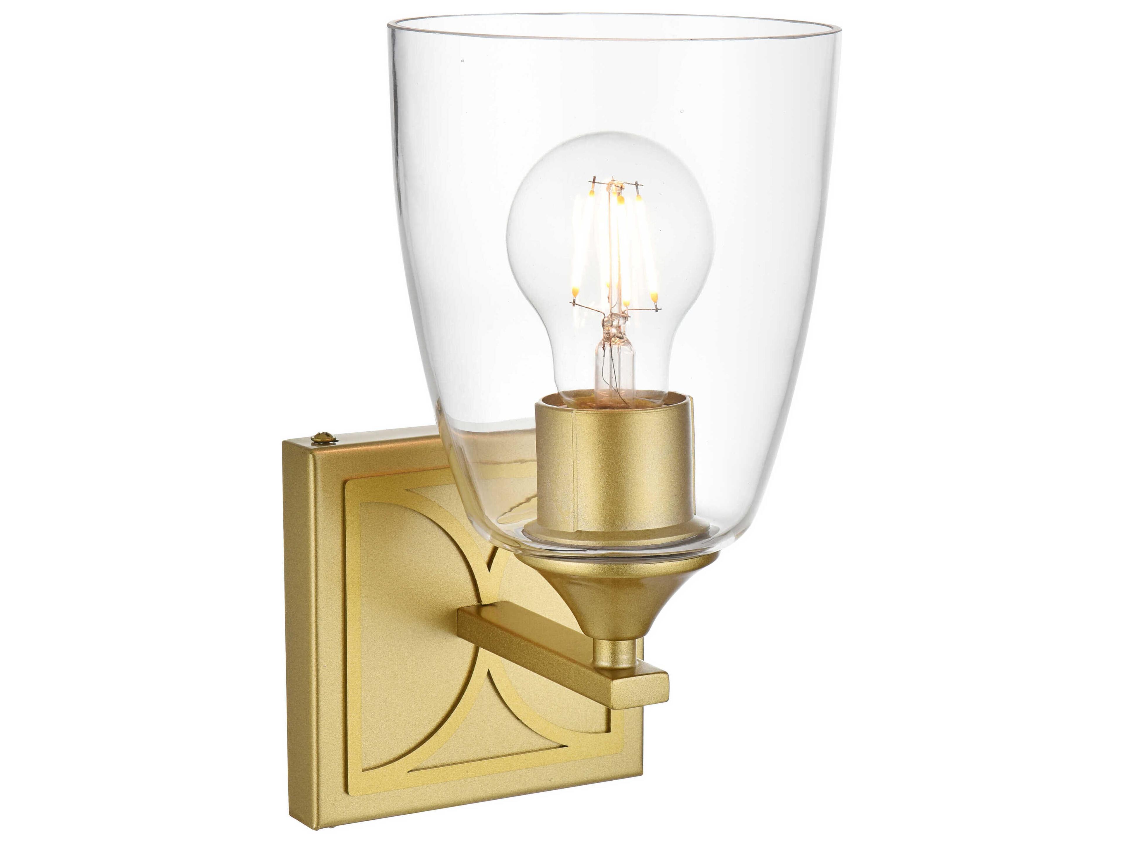 Elegant Lighting Harris 1-Light Brass Glass Wall Sconce