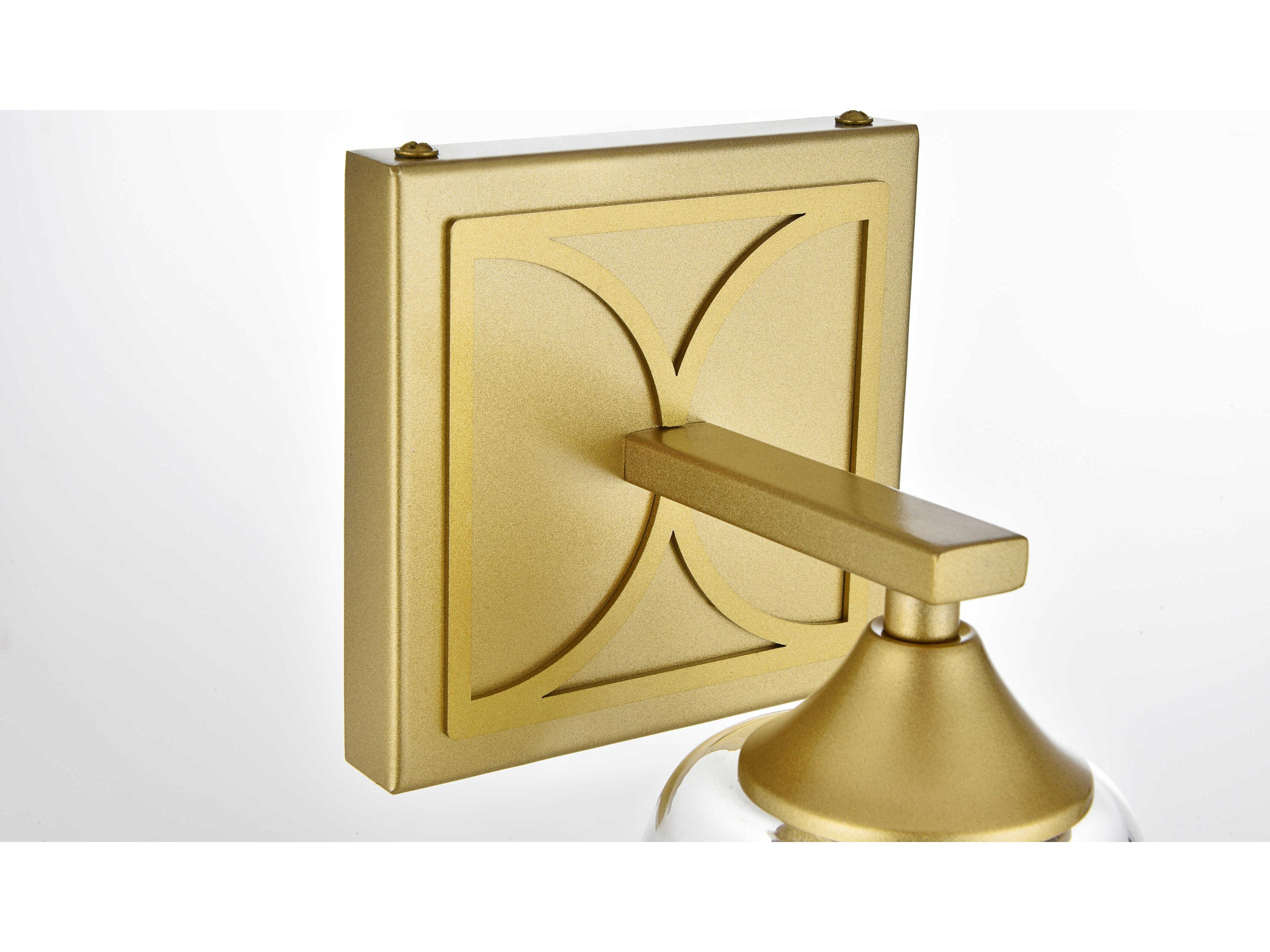 Elegant Lighting Harris 1-Light Brass Glass Wall Sconce