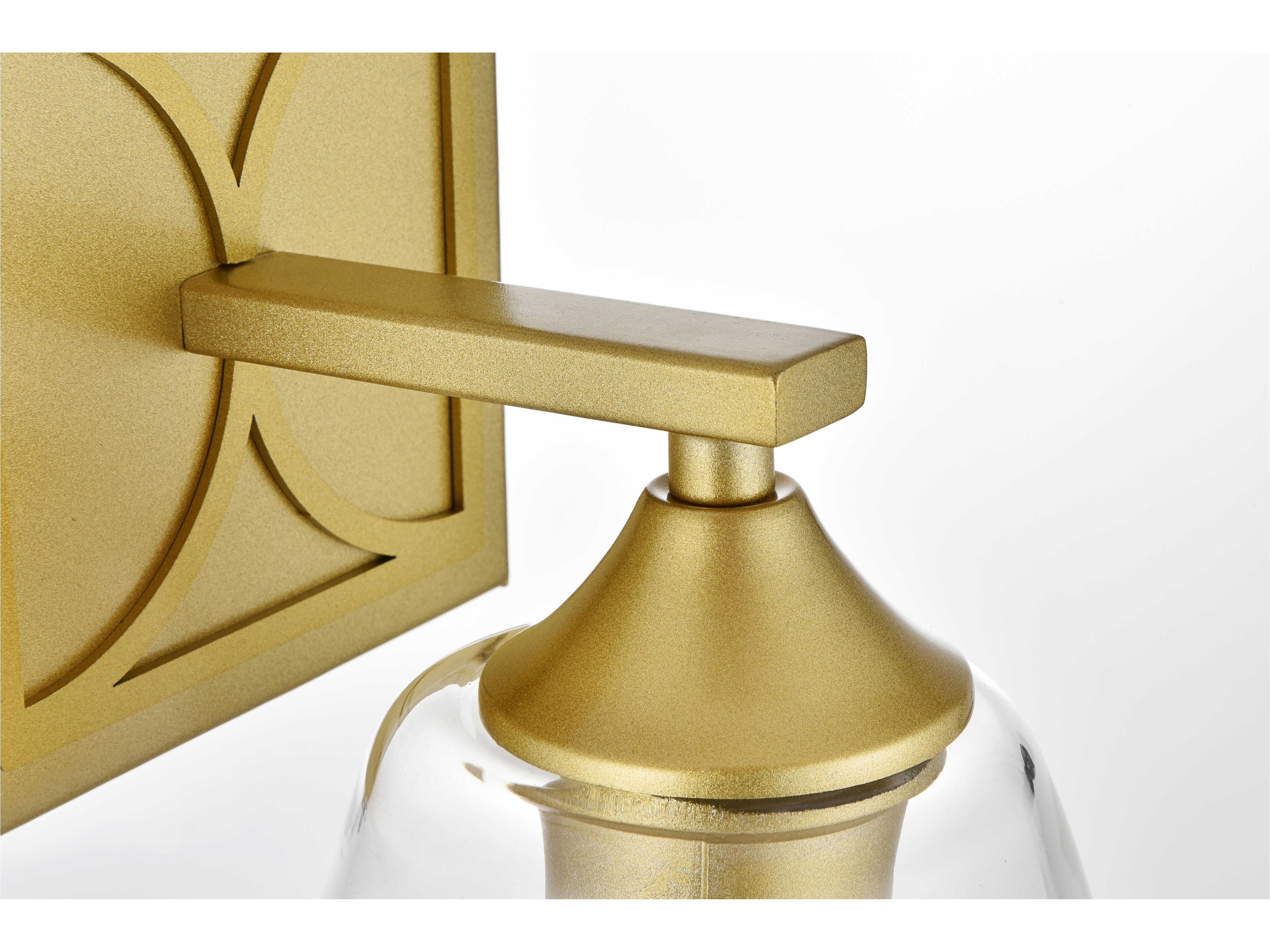 Elegant Lighting Harris 1-Light Brass Glass Wall Sconce