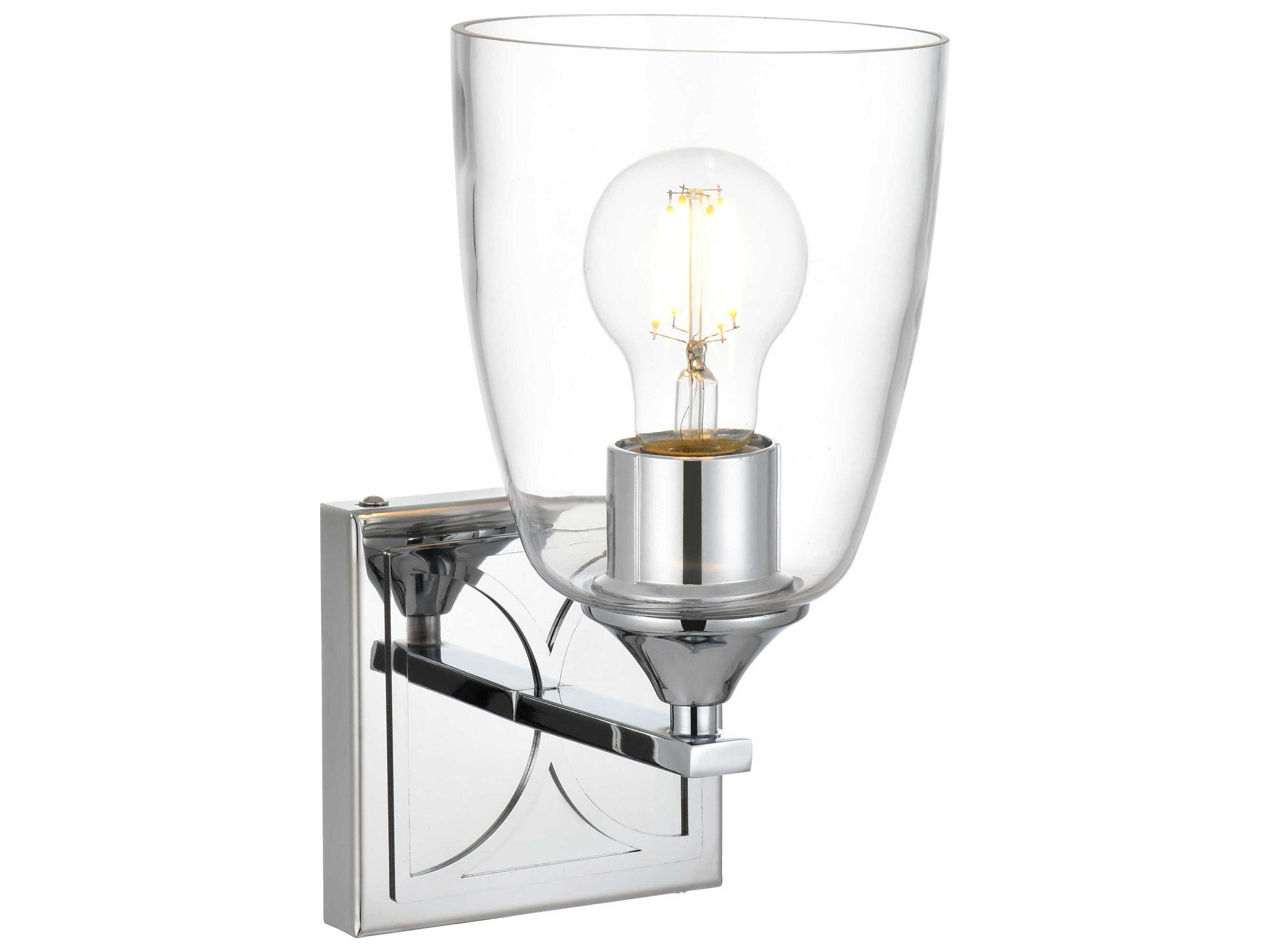 Elegant Lighting Harris 1-Light Chrome Glass Wall Sconce