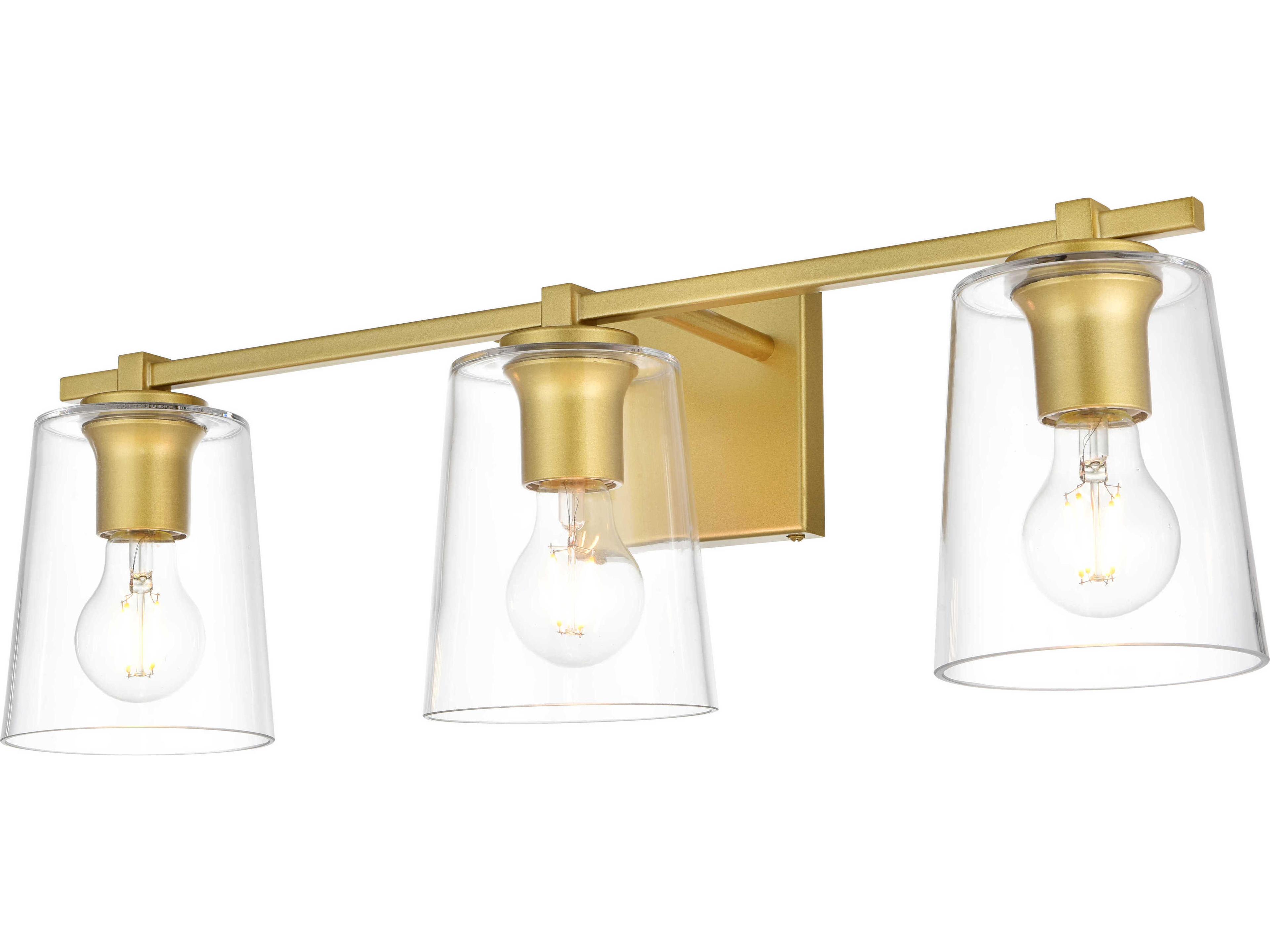Kacey 3-Light Brass Glass Vanity Light