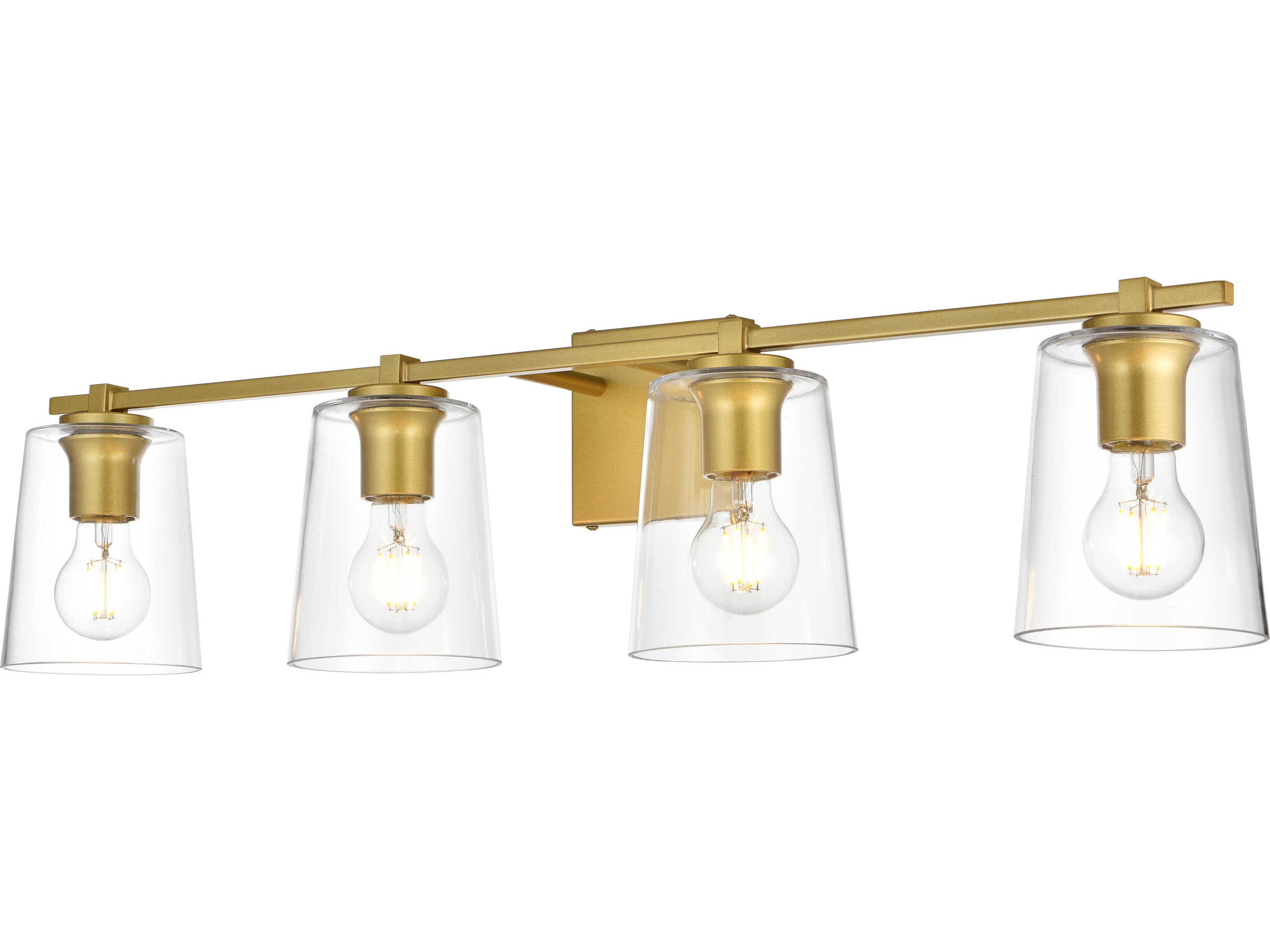 Kacey 4-Light Brass Glass Vanity Light