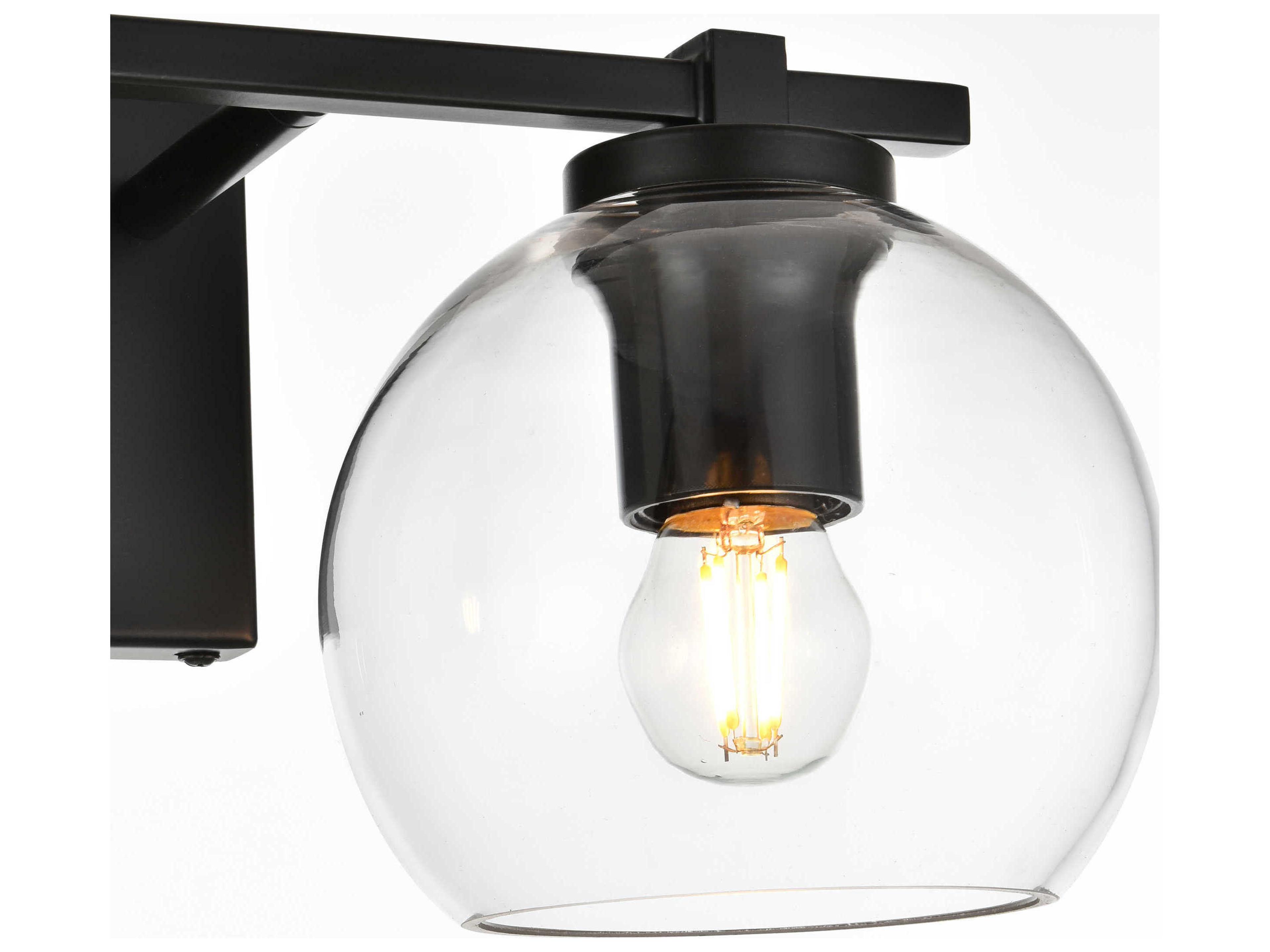 Elegant Lighting Juelz 2-Light Black Glass Vanity Light