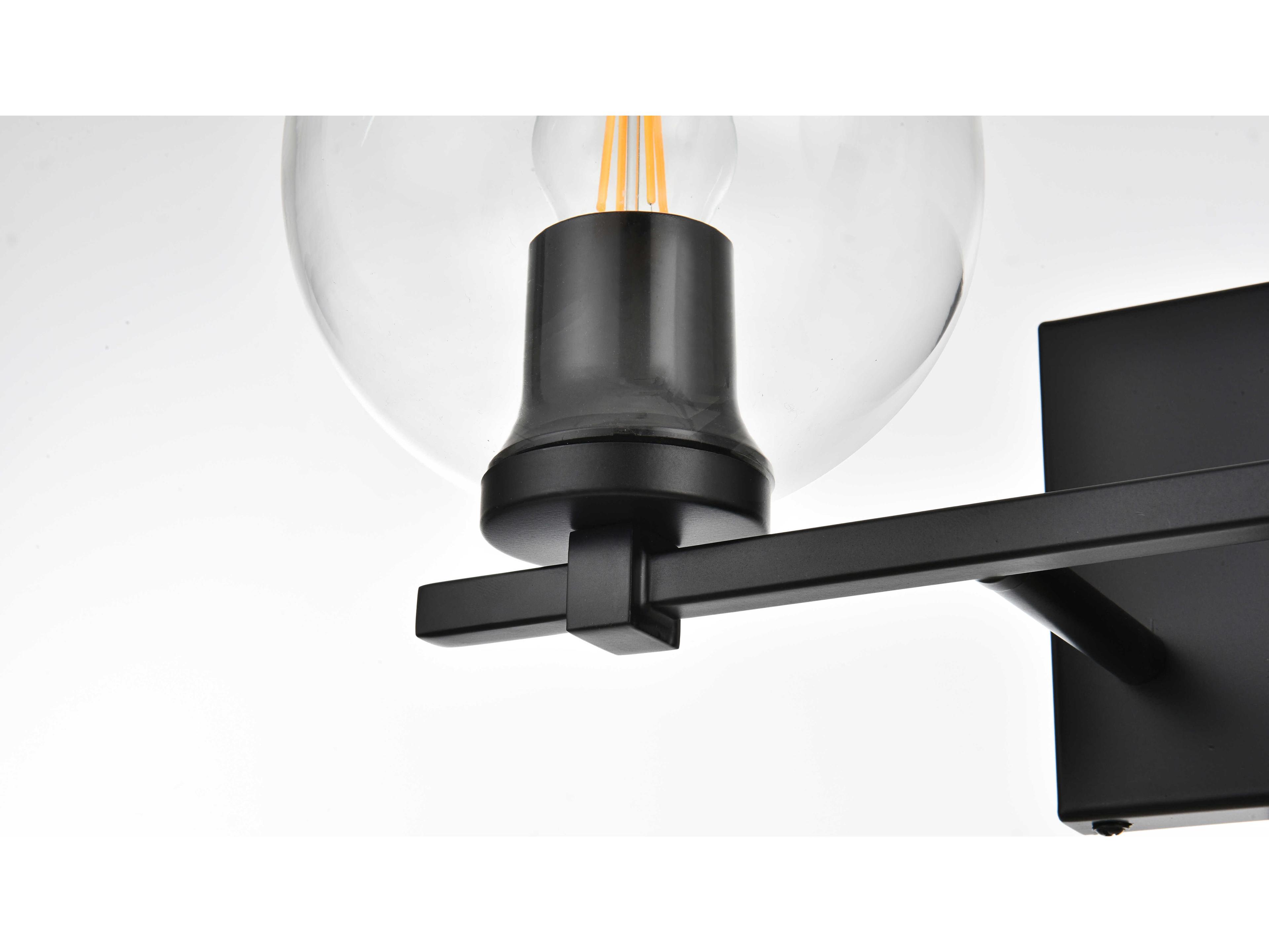 Elegant Lighting Juelz 2-Light Black Glass Vanity Light