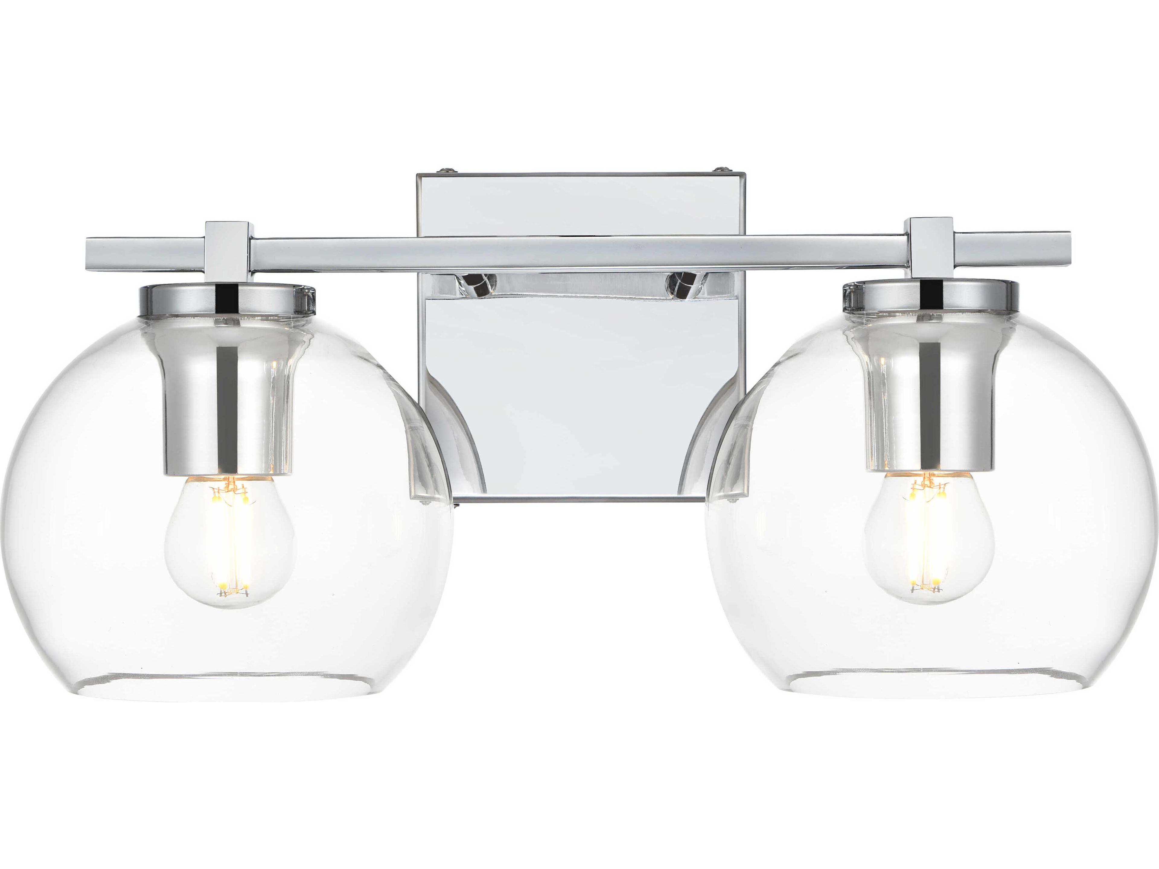 Elegant Lighting Juelz 2-Light Chrome Glass Vanity Light