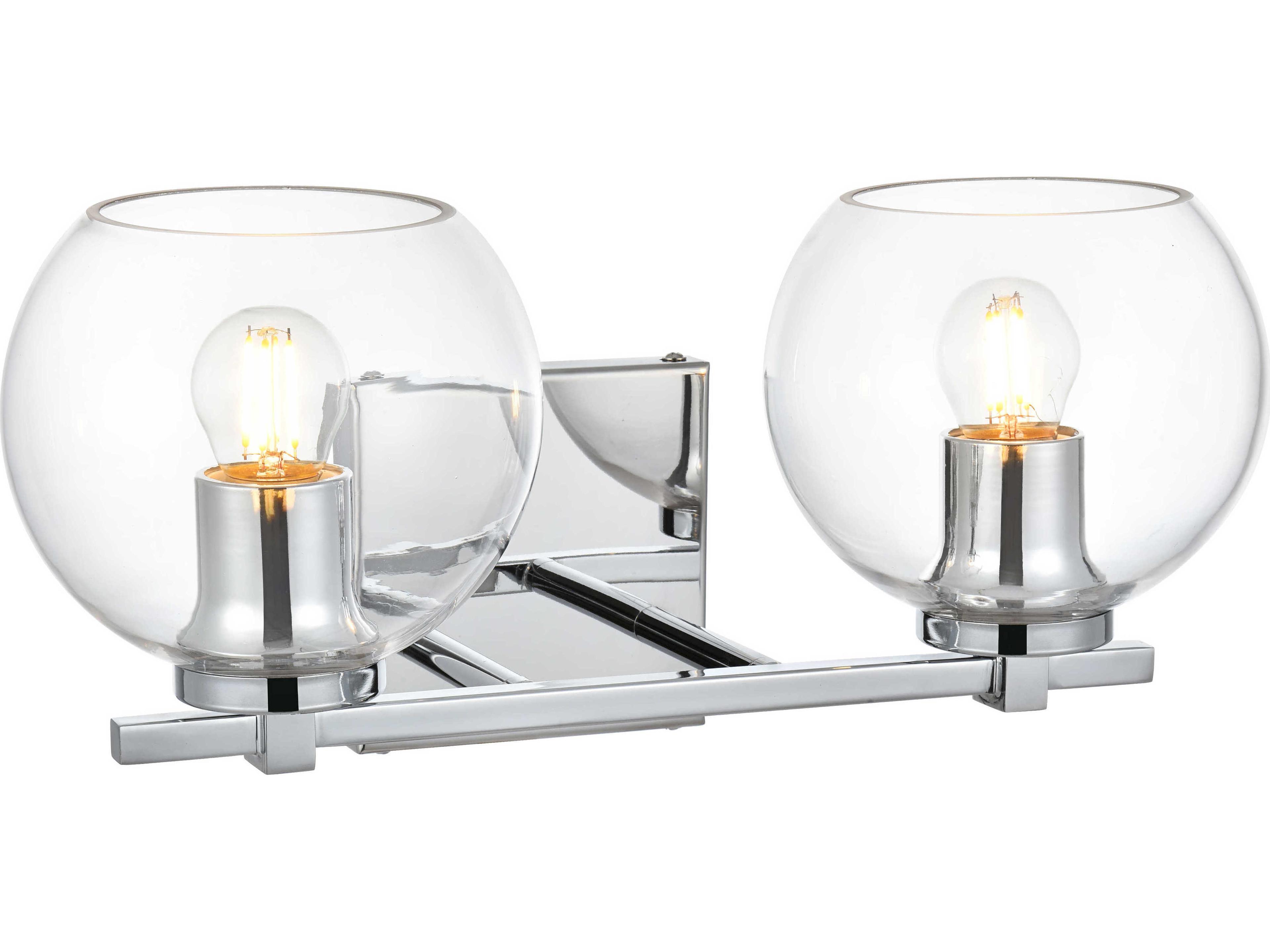 Elegant Lighting Juelz 2-Light Chrome Glass Vanity Light