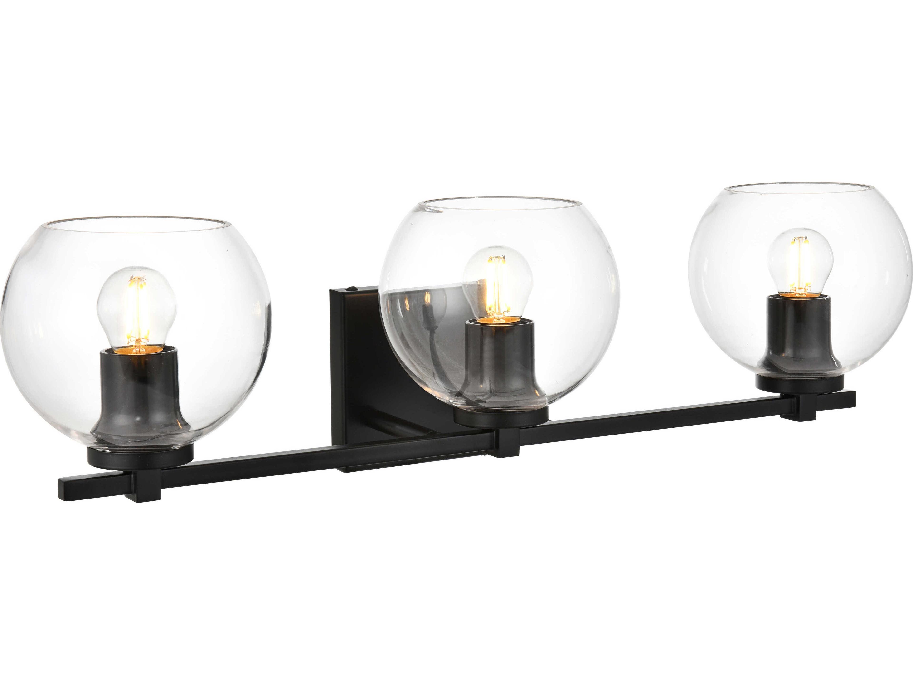 Elegant Lighting Juelz 3-Light Black Glass Vanity Light