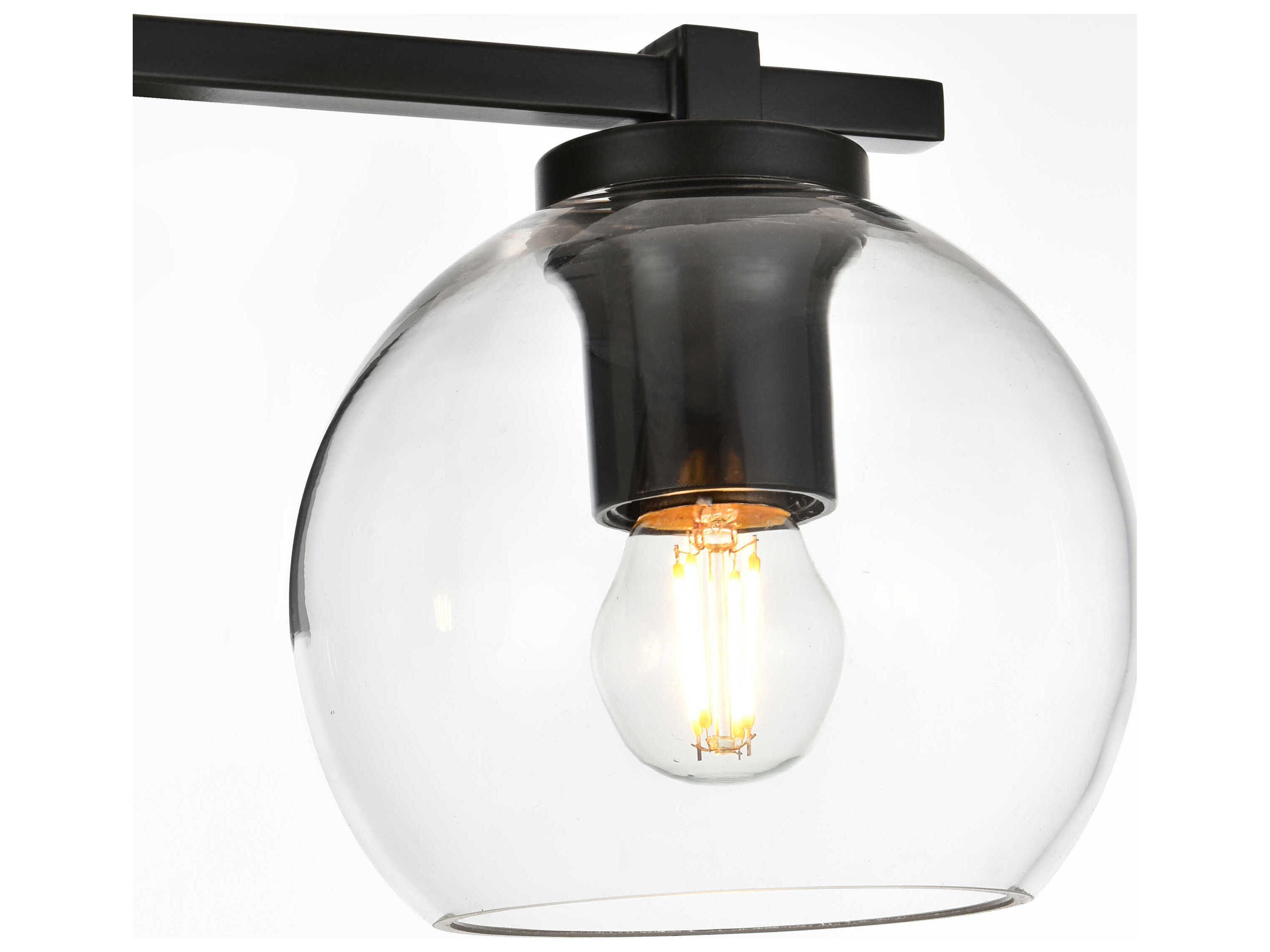 Elegant Lighting Juelz 3-Light Black Glass Vanity Light