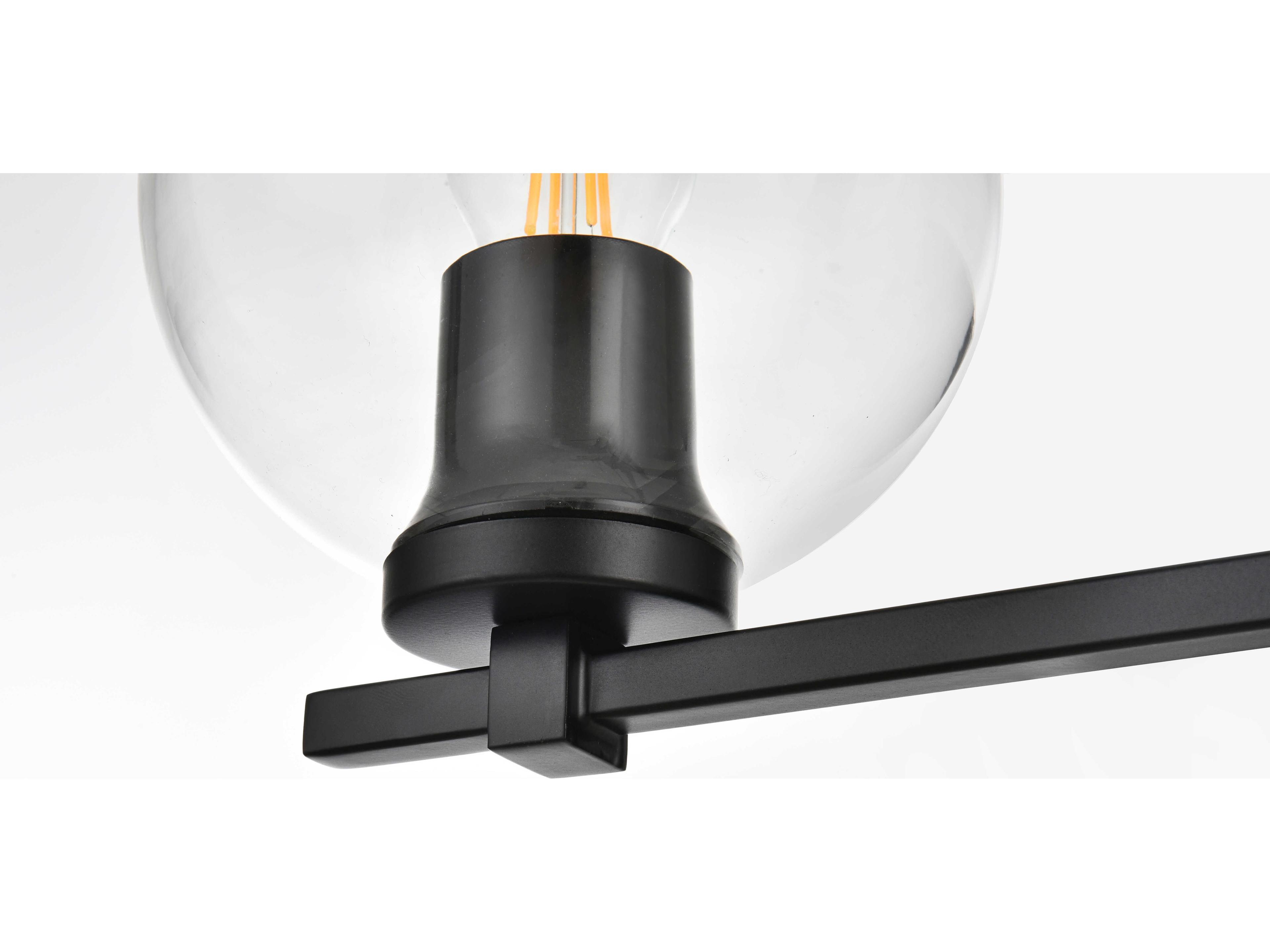 Elegant Lighting Juelz 3-Light Black Glass Vanity Light