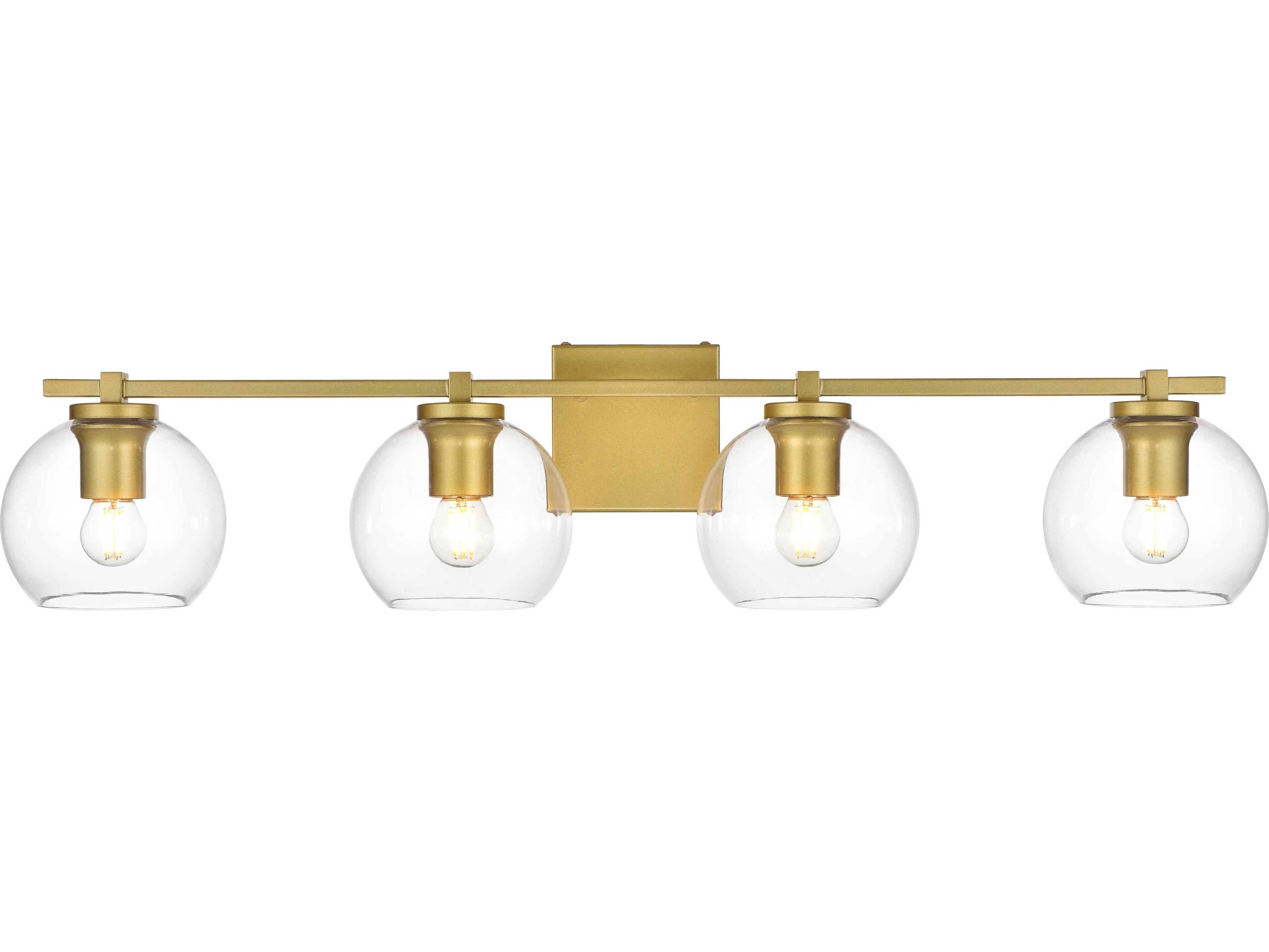 Elegant Lighting Juelz 4-Light Brass Glass Vanity Light