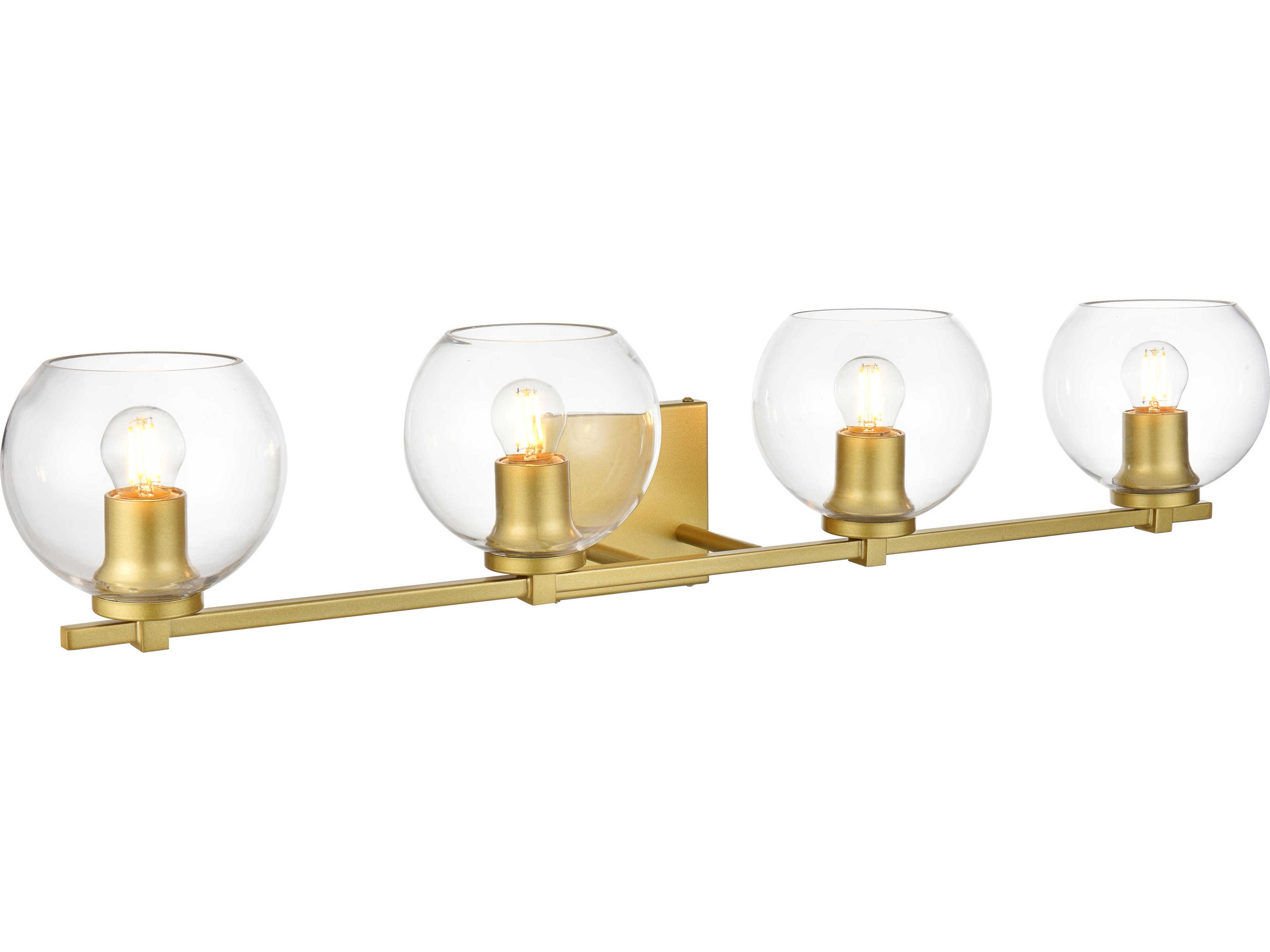 Elegant Lighting Juelz 4-Light Brass Glass Vanity Light
