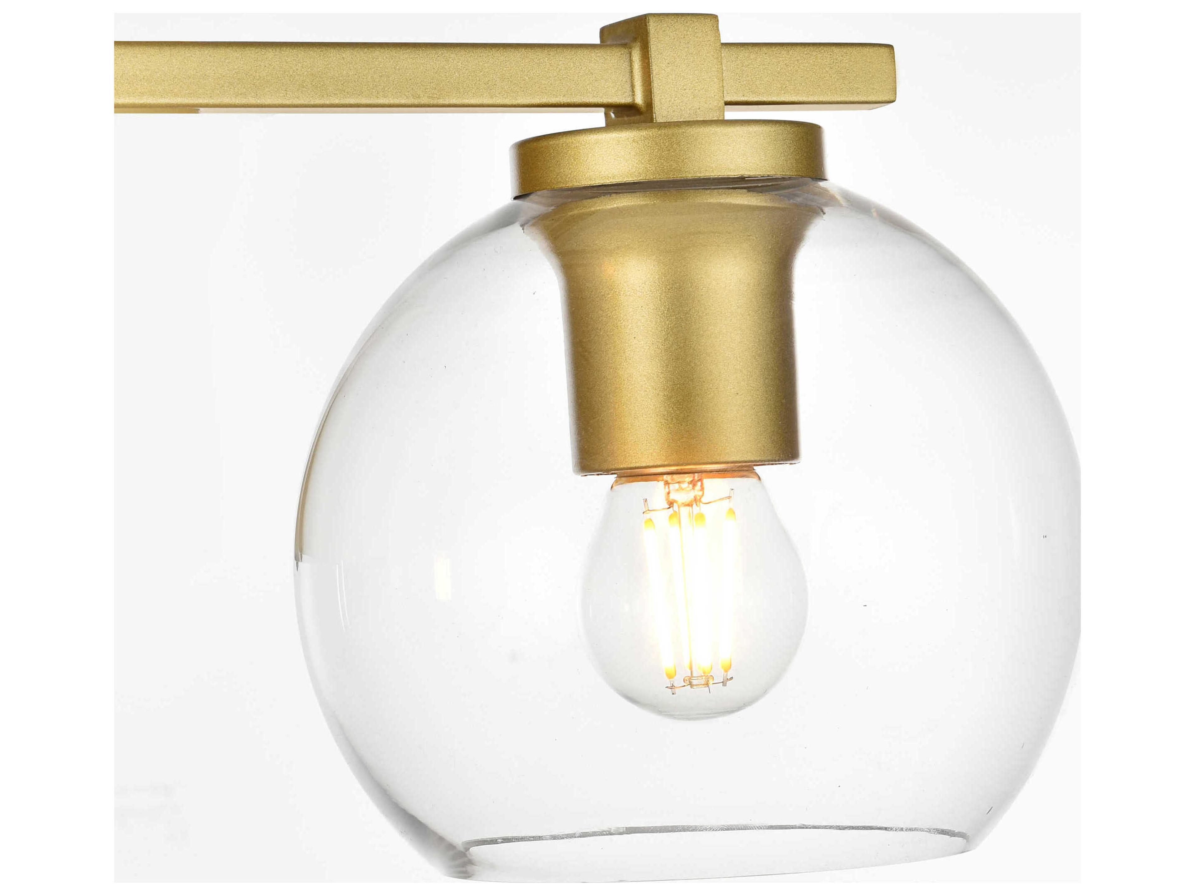 Elegant Lighting Juelz 4-Light Brass Glass Vanity Light