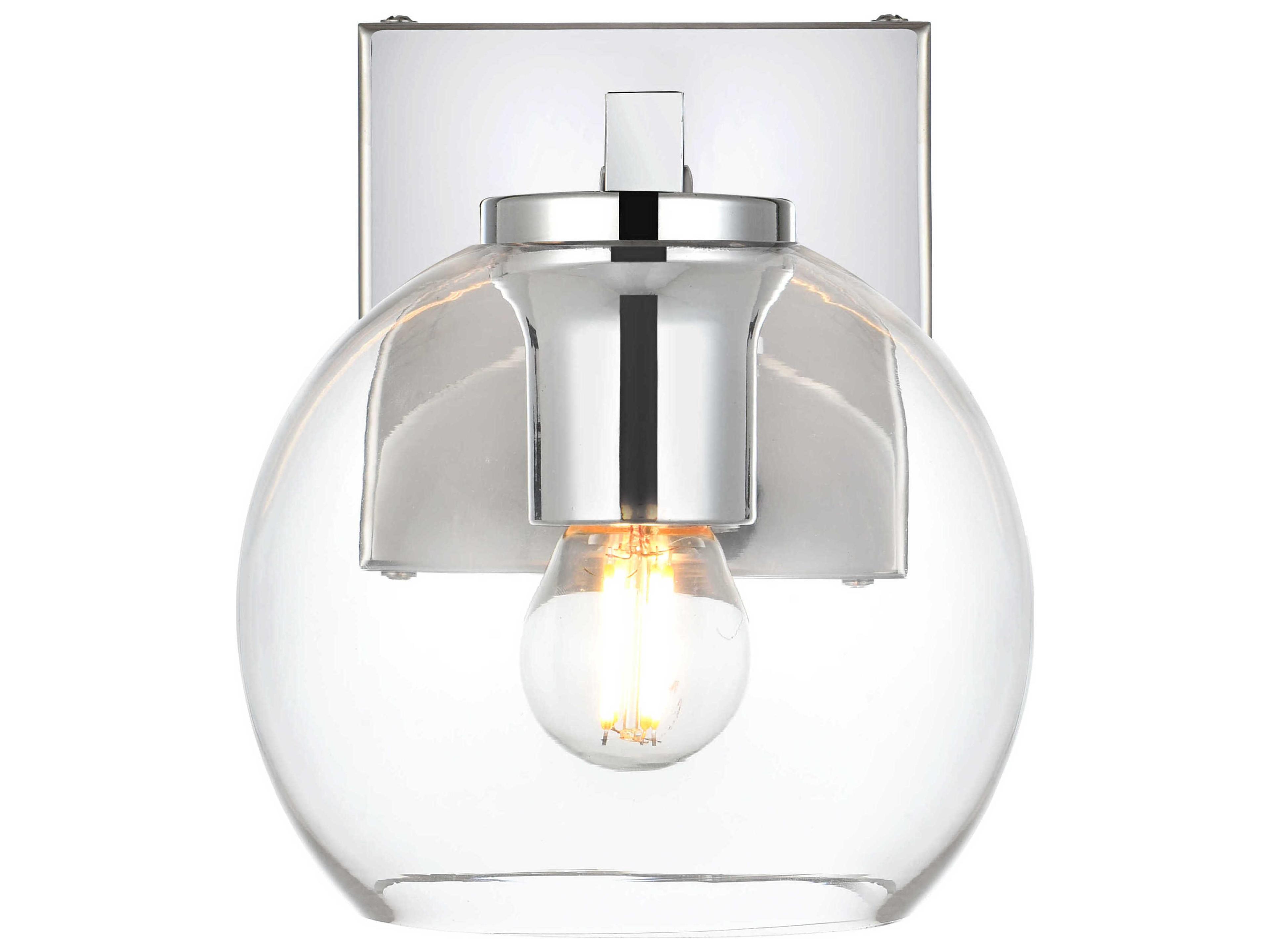 Elegant Lighting Juelz 1-Light Chrome Glass Wall Sconce