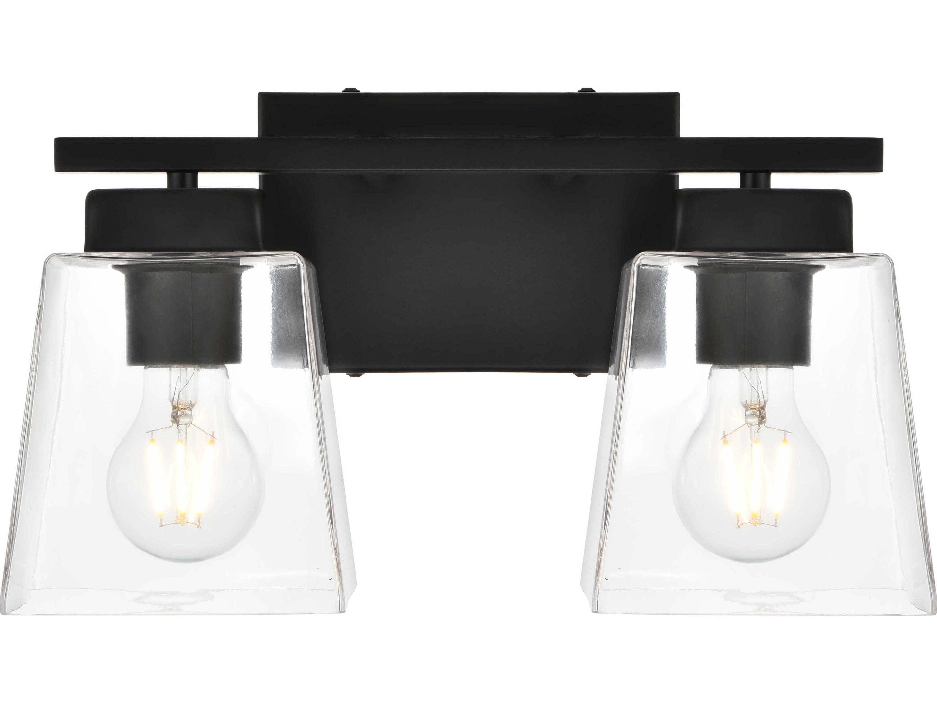 Elegant Lighting Merrick 2-Light Black Glass Vanity Light
