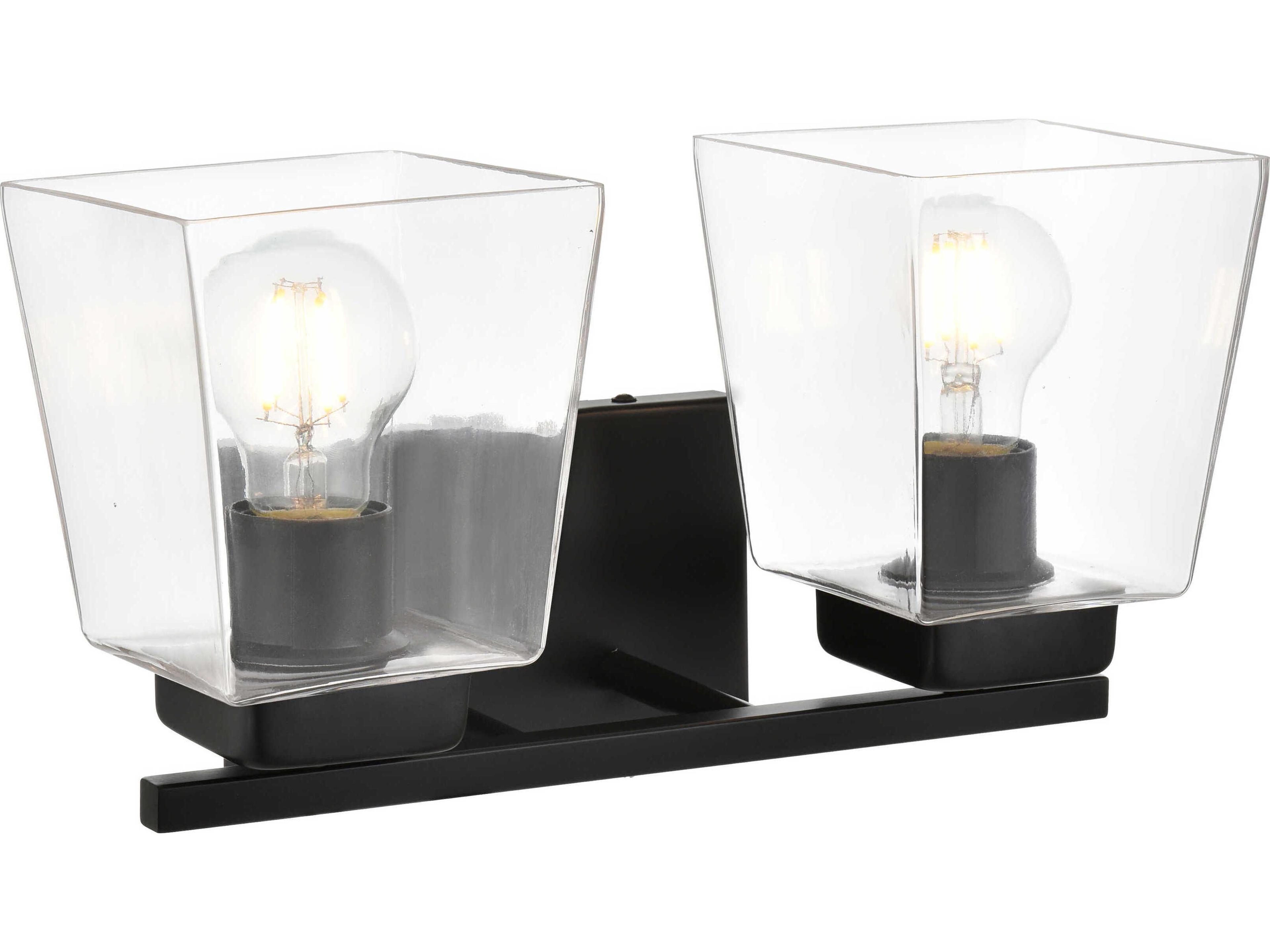 Elegant Lighting Merrick 2-Light Black Glass Vanity Light