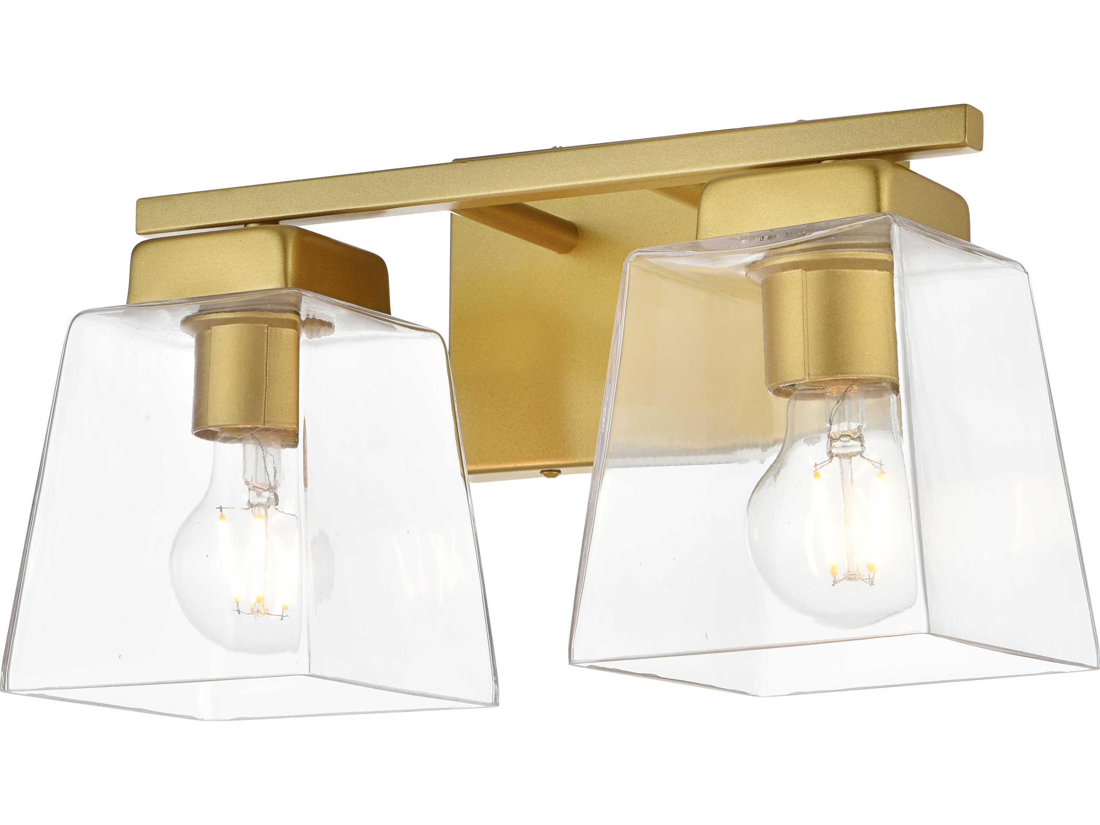 Merrick 2-Light Brass Glass Vanity Light