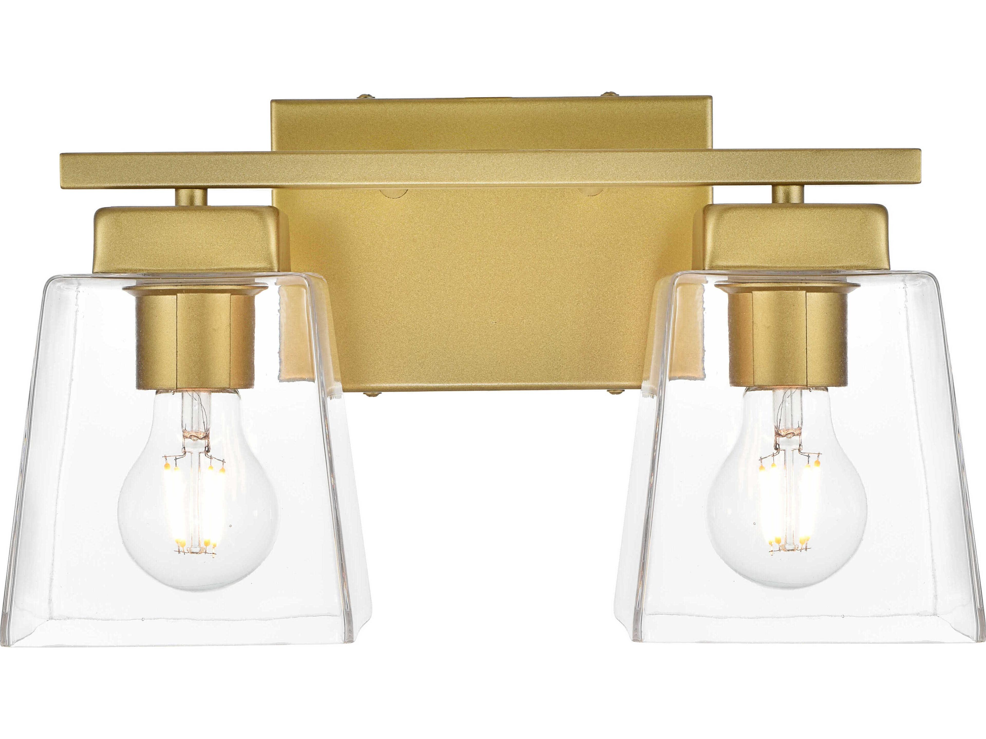 Elegant Lighting Merrick 2-Light Brass Glass Vanity Light