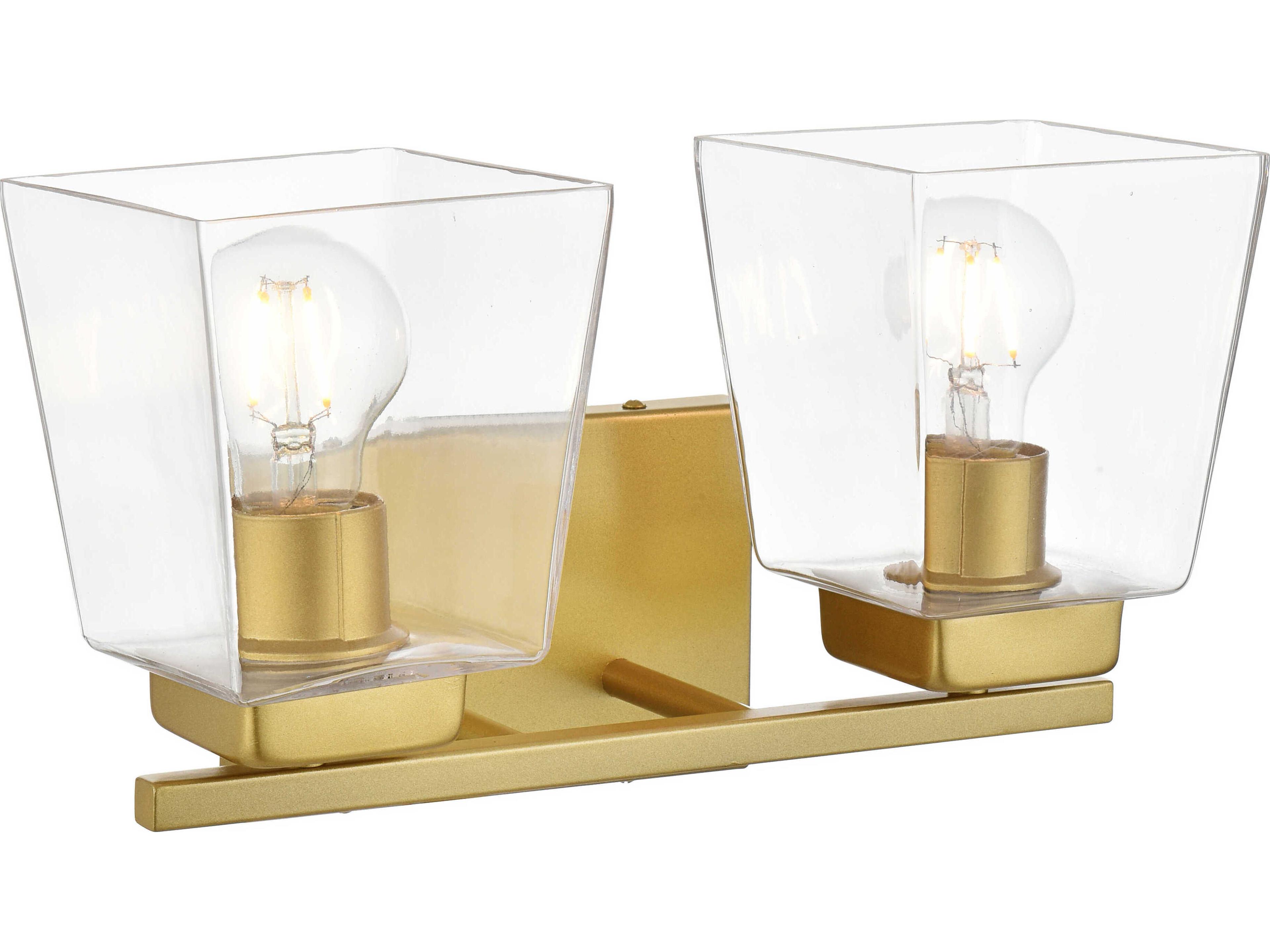 Elegant Lighting Merrick 2-Light Brass Glass Vanity Light