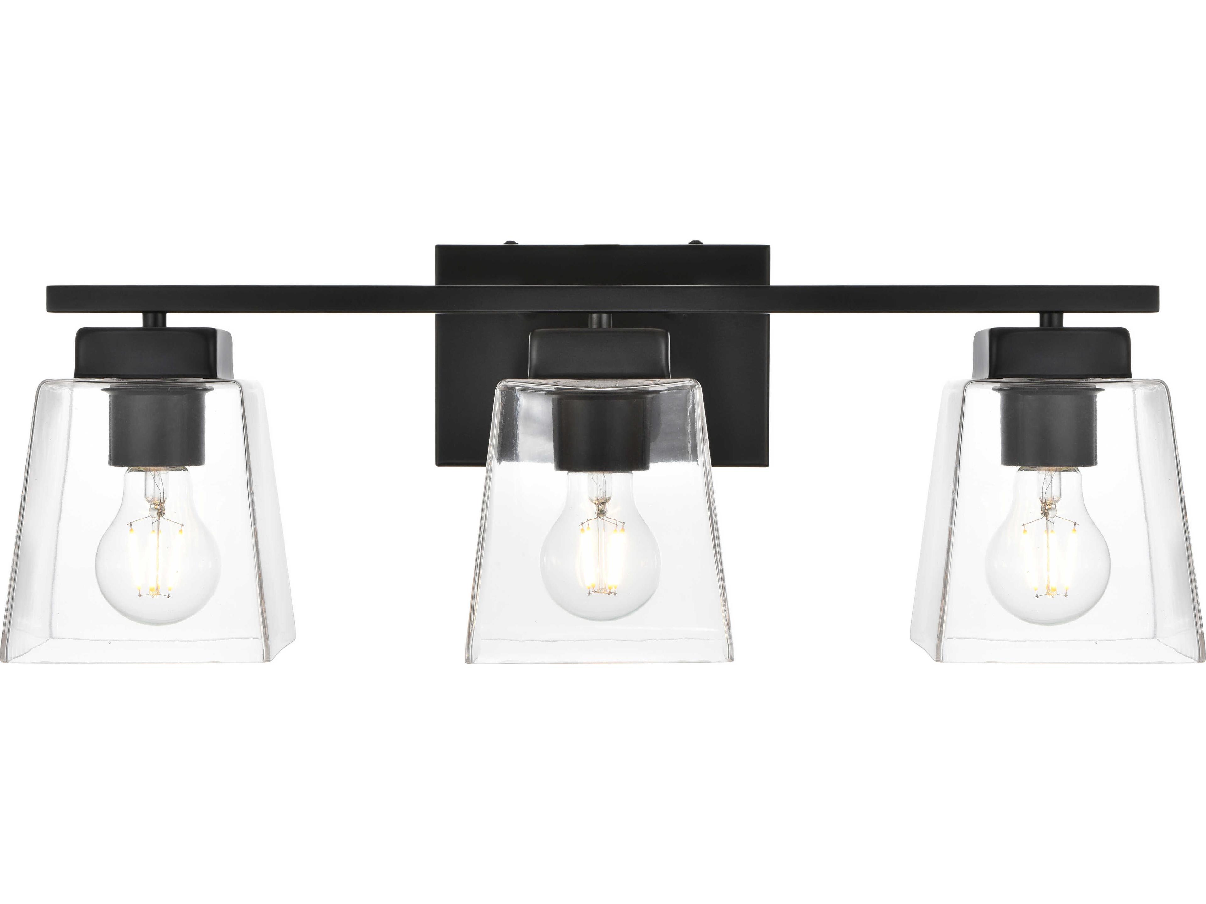 Elegant Lighting Merrick 3-Light Black Glass Vanity Light