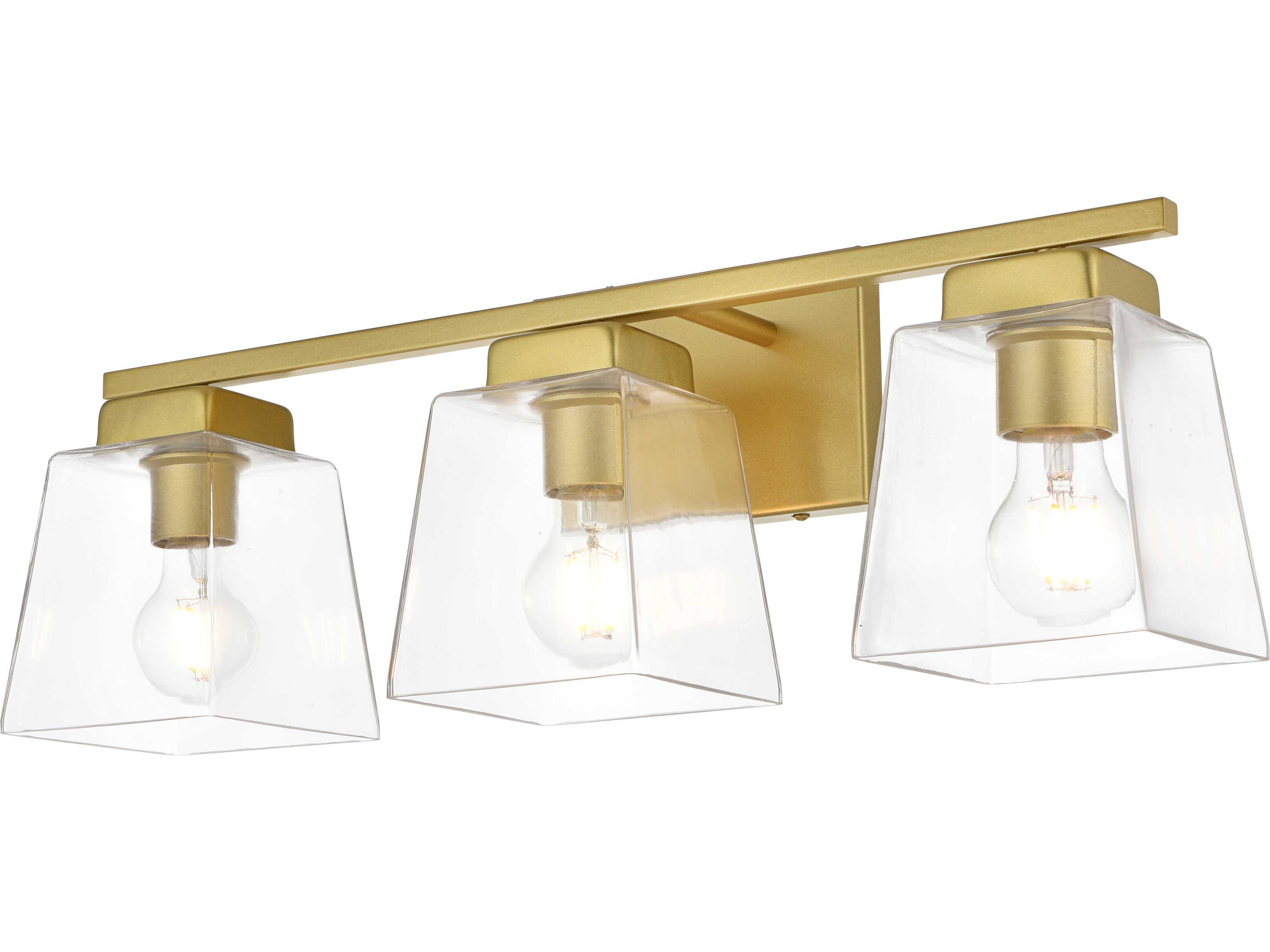 Elegant Lighting Merrick 3-Light Brass Glass Vanity Light