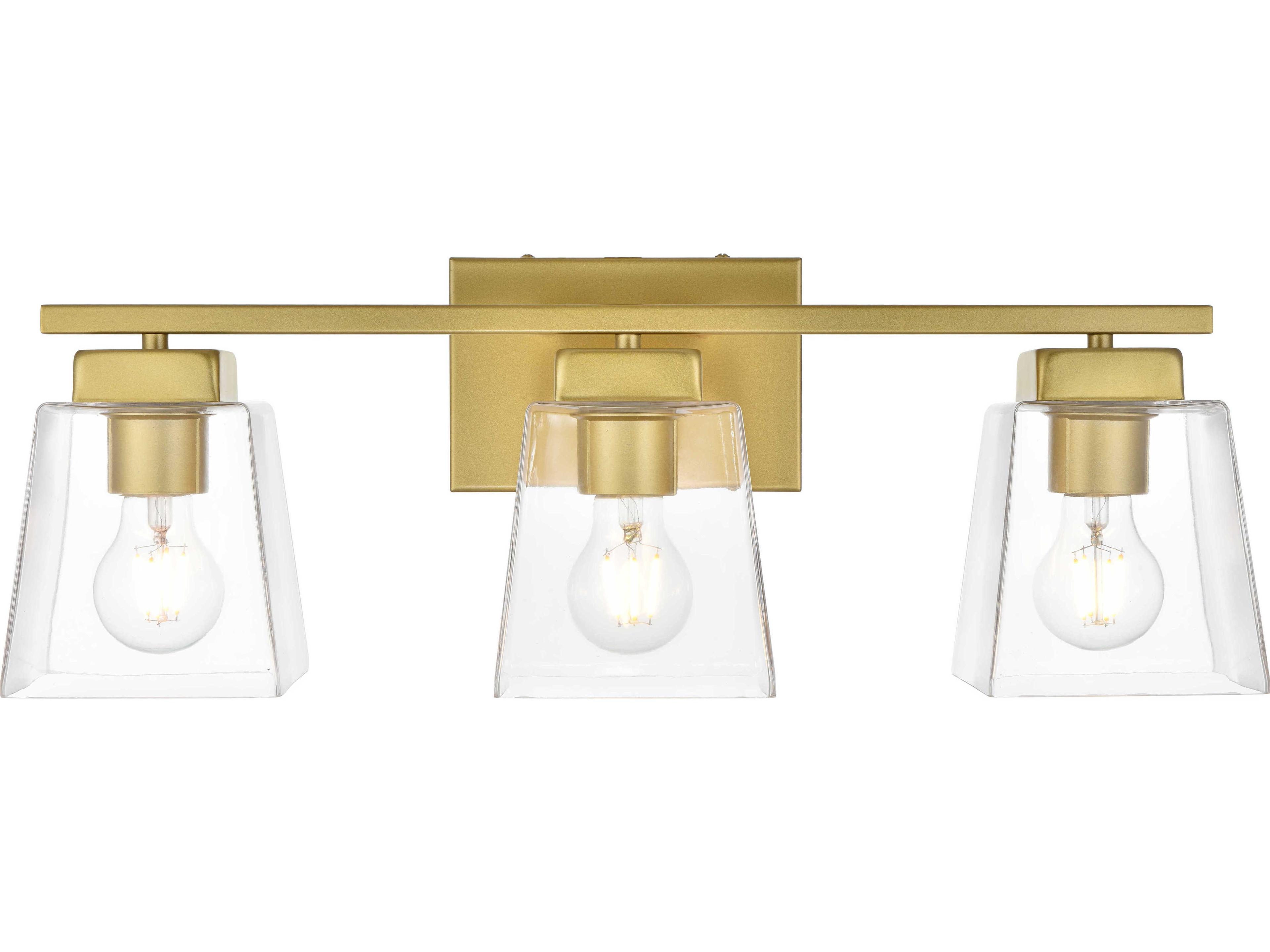 Elegant Lighting Merrick 3-Light Brass Glass Vanity Light