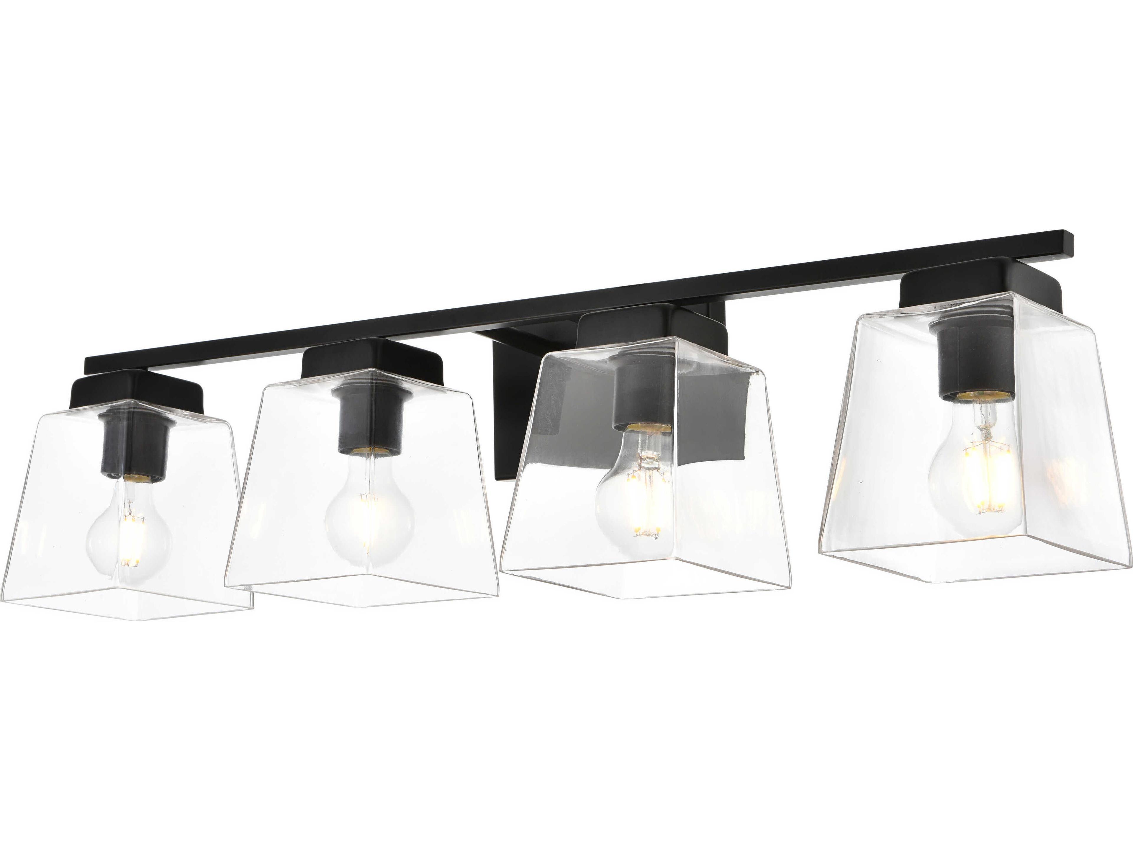 Merrick 4-Light Black Glass Vanity Light