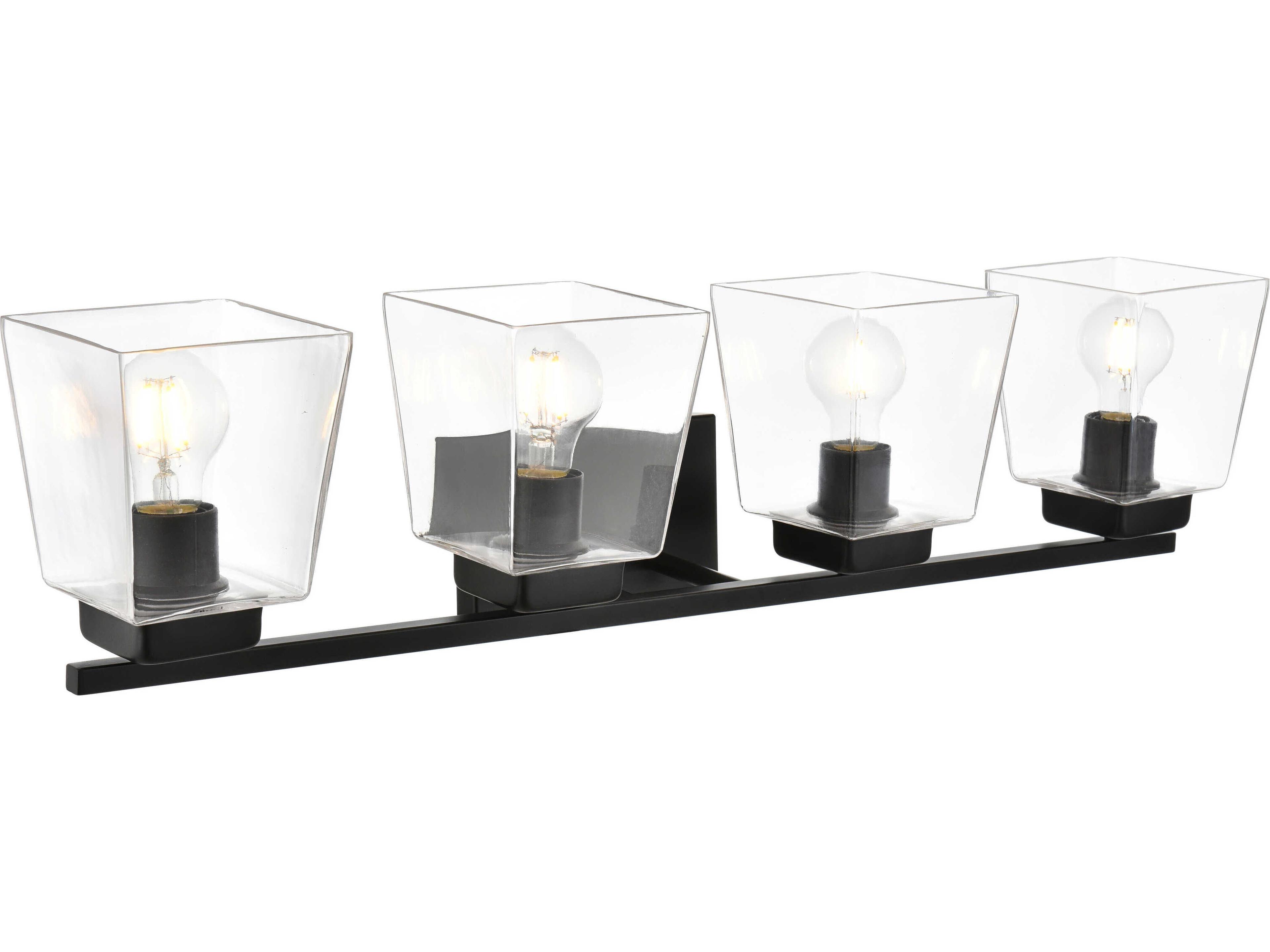 Elegant Lighting Merrick 4-Light Black Glass Vanity Light