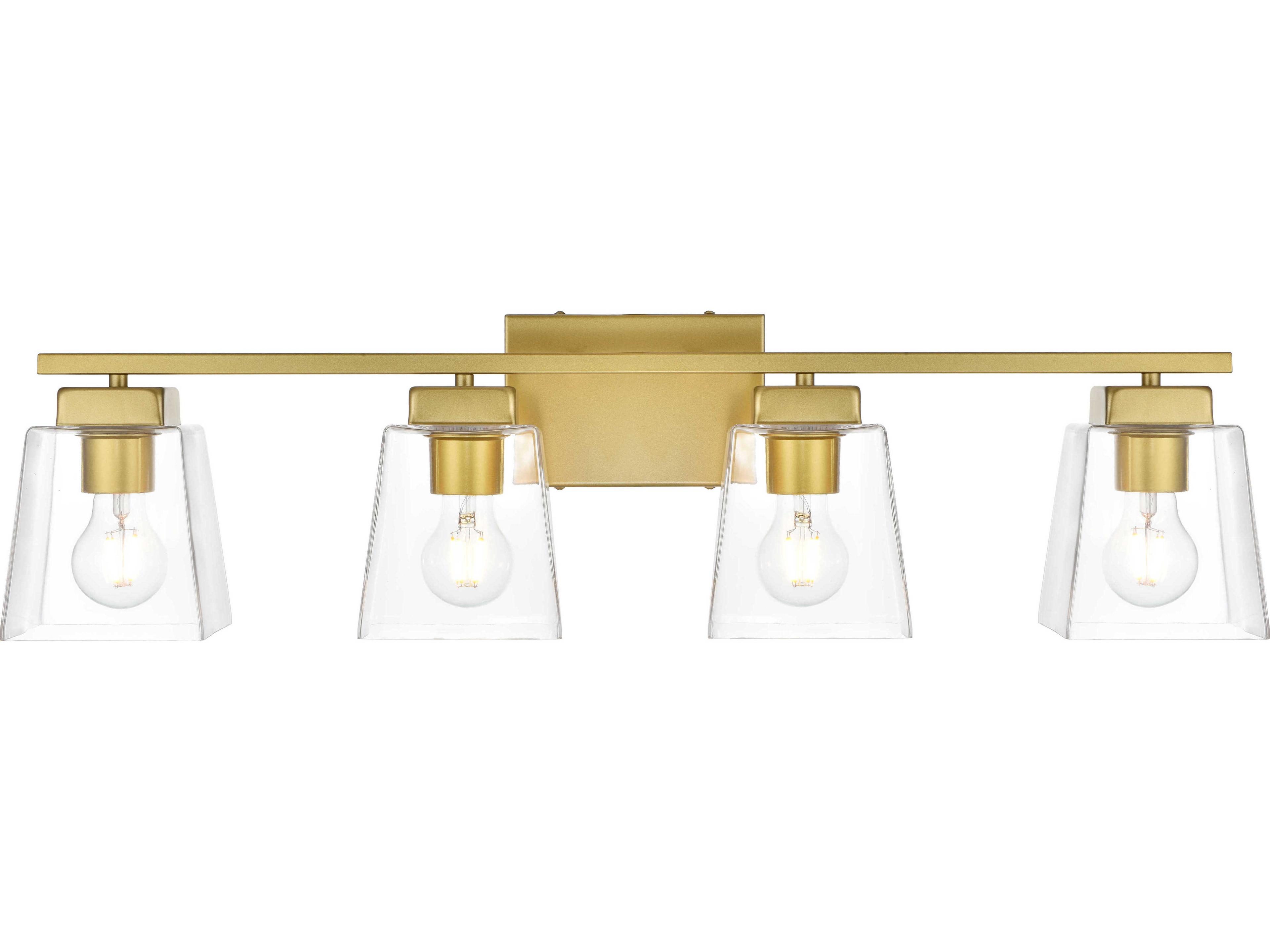 Elegant Lighting Merrick 4-Light Brass Glass Vanity Light