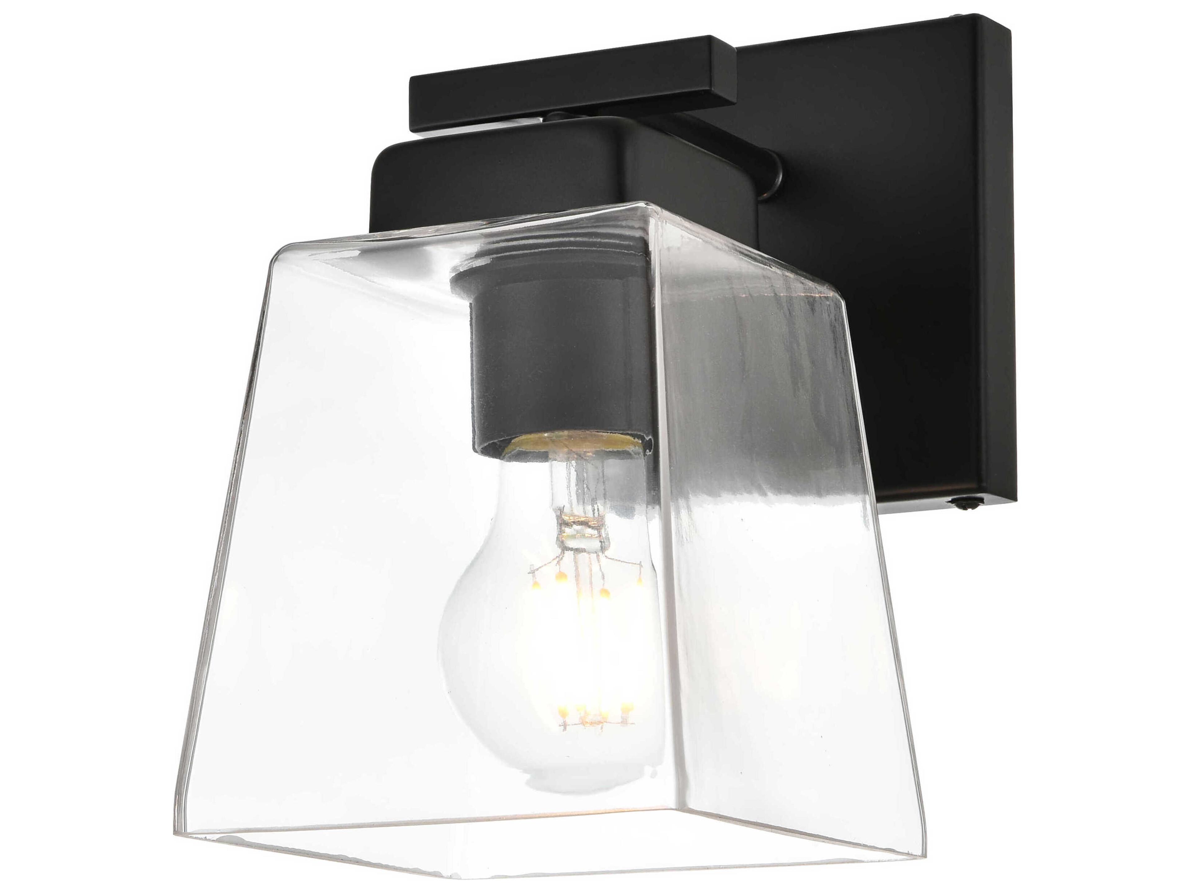 Merrick 1-Light Black Glass Wall Sconce