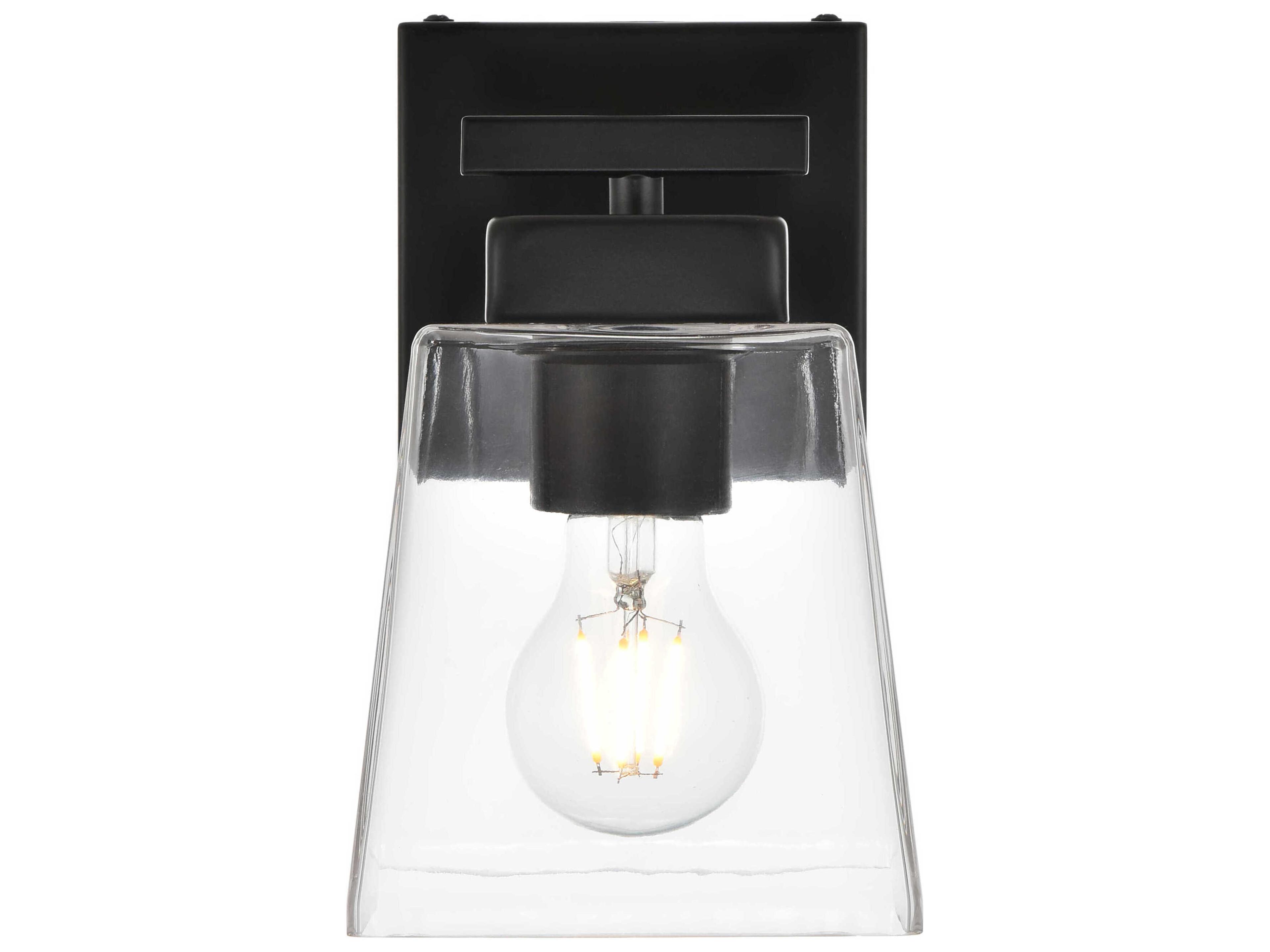 Elegant Lighting Merrick 1-Light Black Glass Wall Sconce