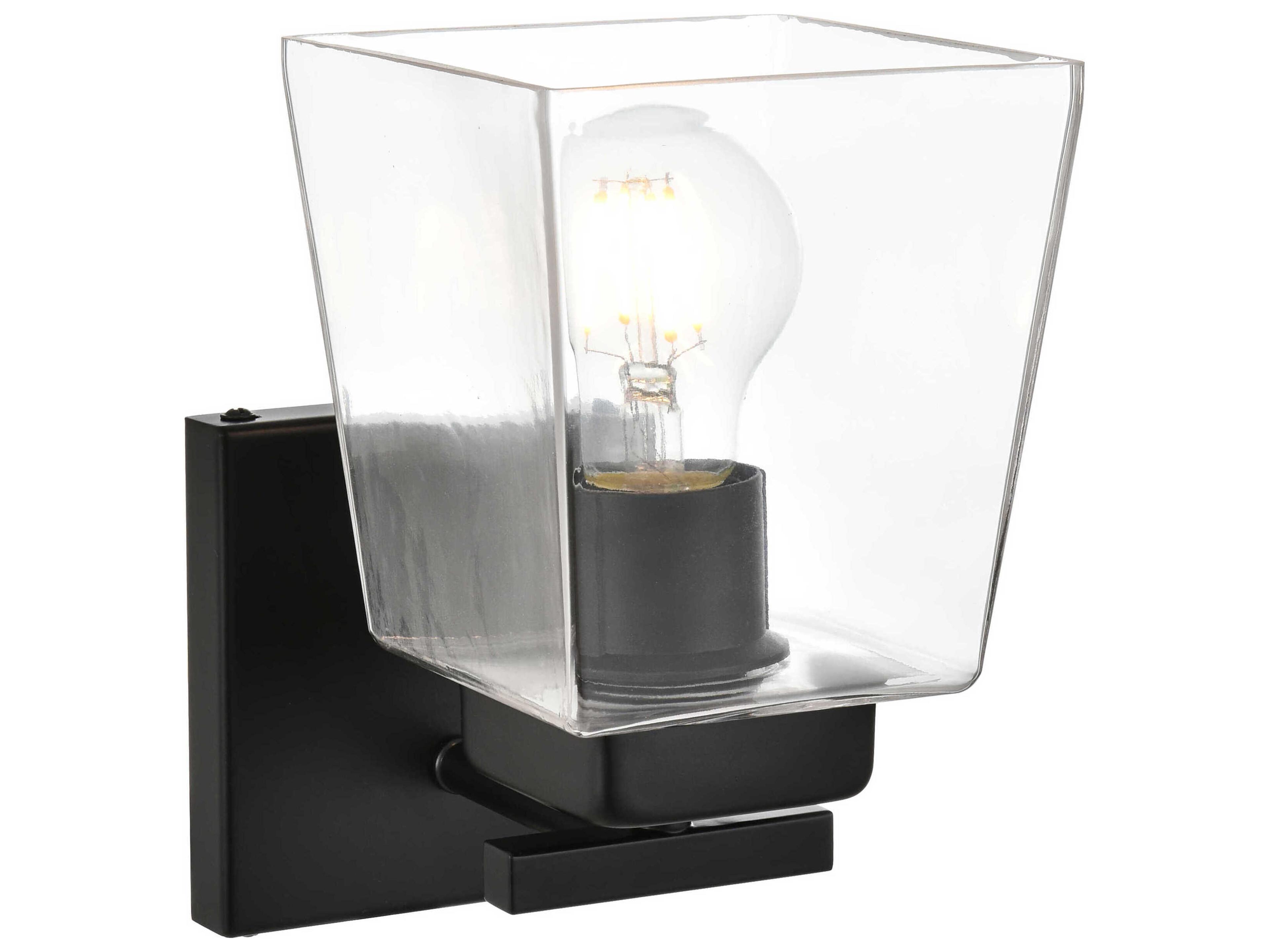 Elegant Lighting Merrick 1-Light Black Glass Wall Sconce
