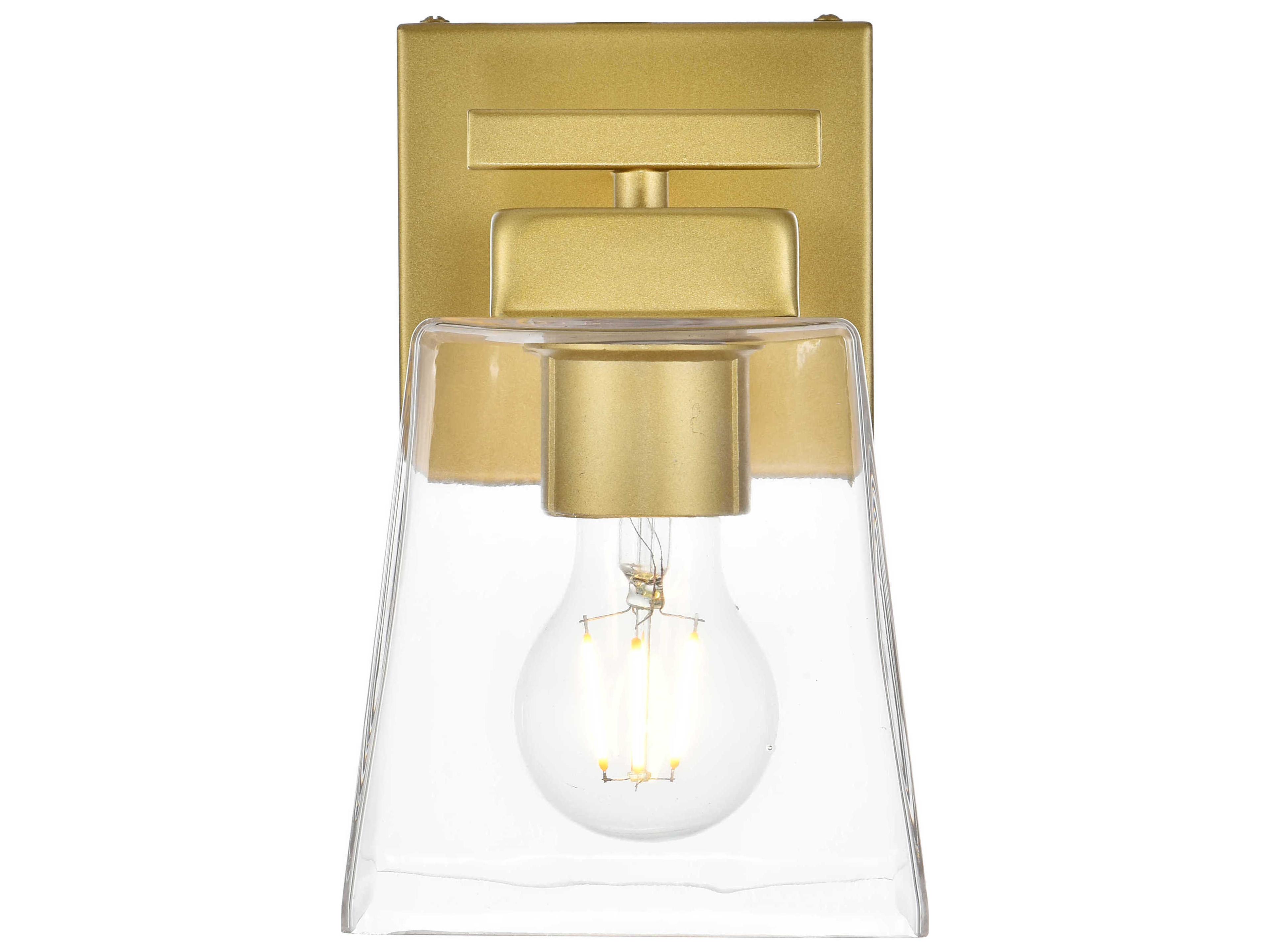 Elegant Lighting Merrick 1-Light Brass Glass Wall Sconce