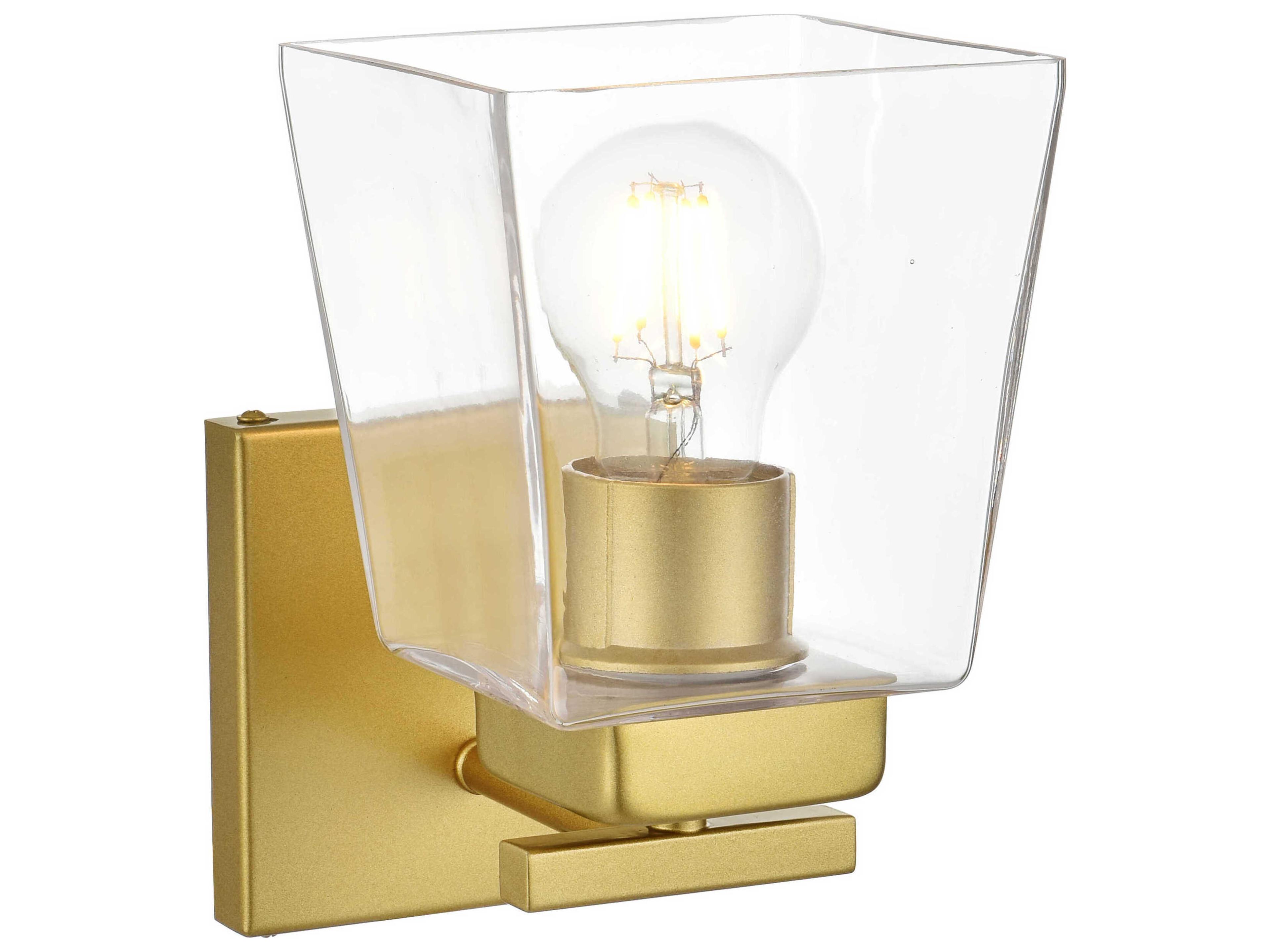 Elegant Lighting Merrick 1-Light Brass Glass Wall Sconce
