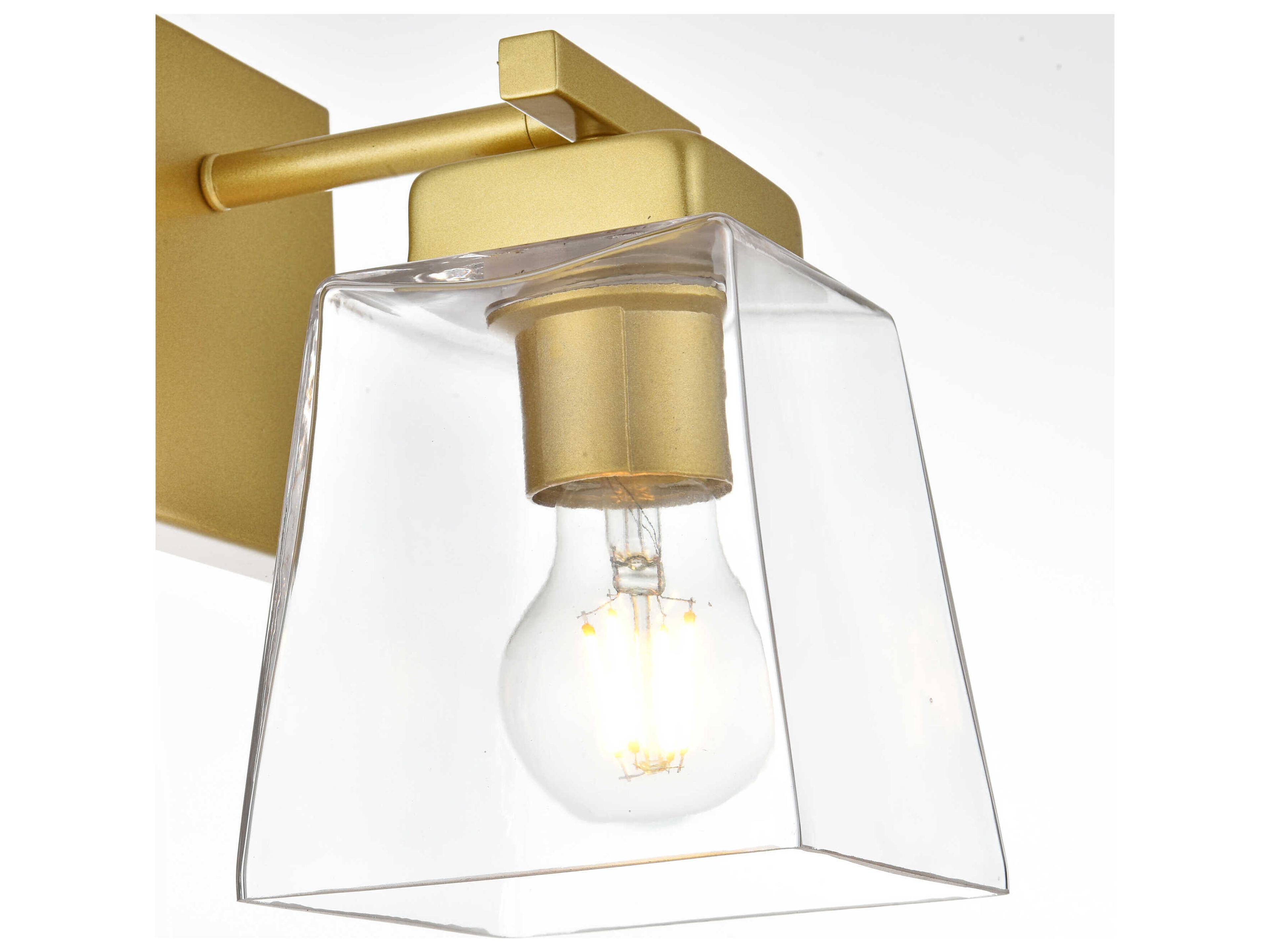 Elegant Lighting Merrick 1-Light Brass Glass Wall Sconce