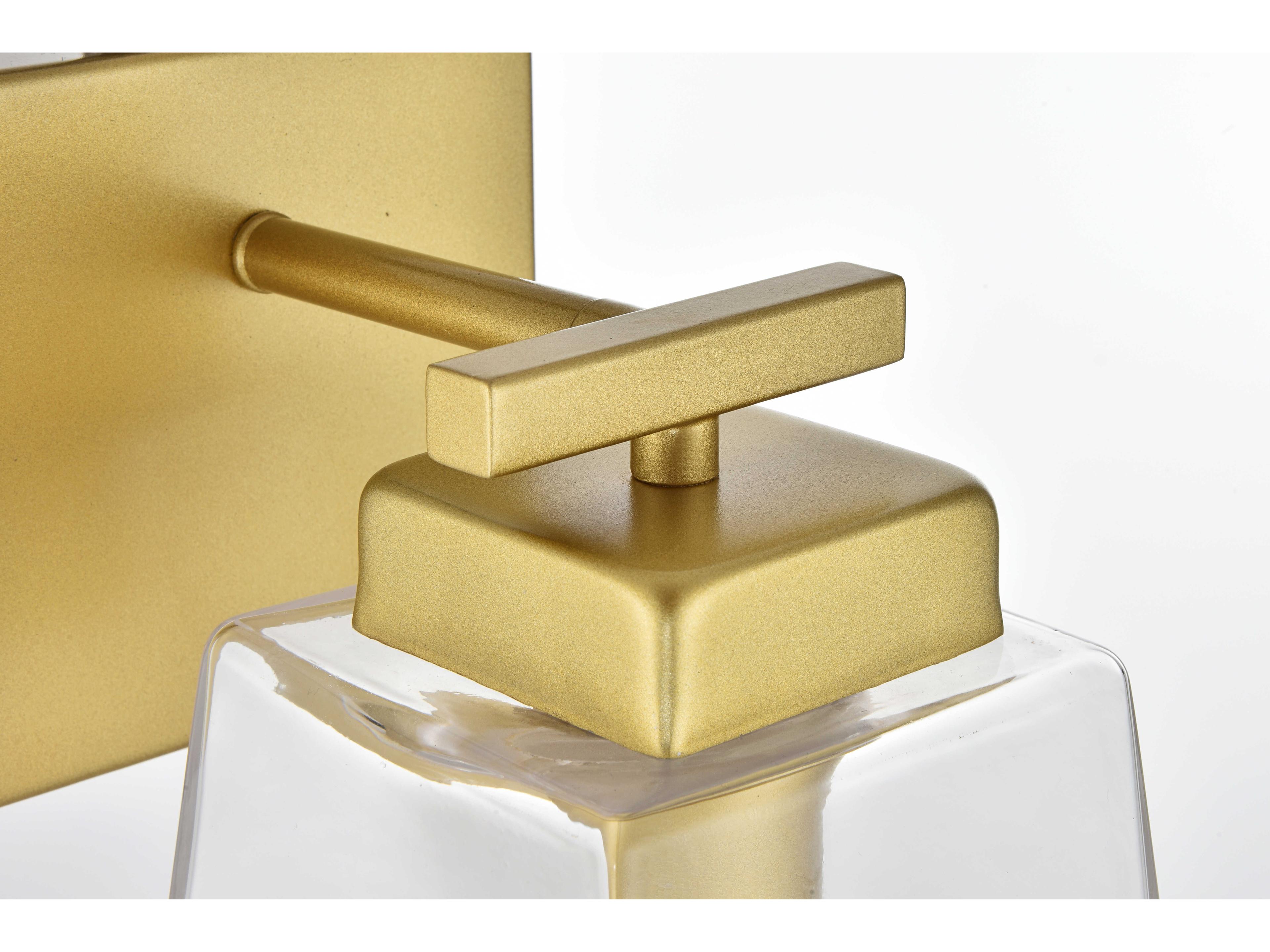 Elegant Lighting Merrick 1-Light Brass Glass Wall Sconce