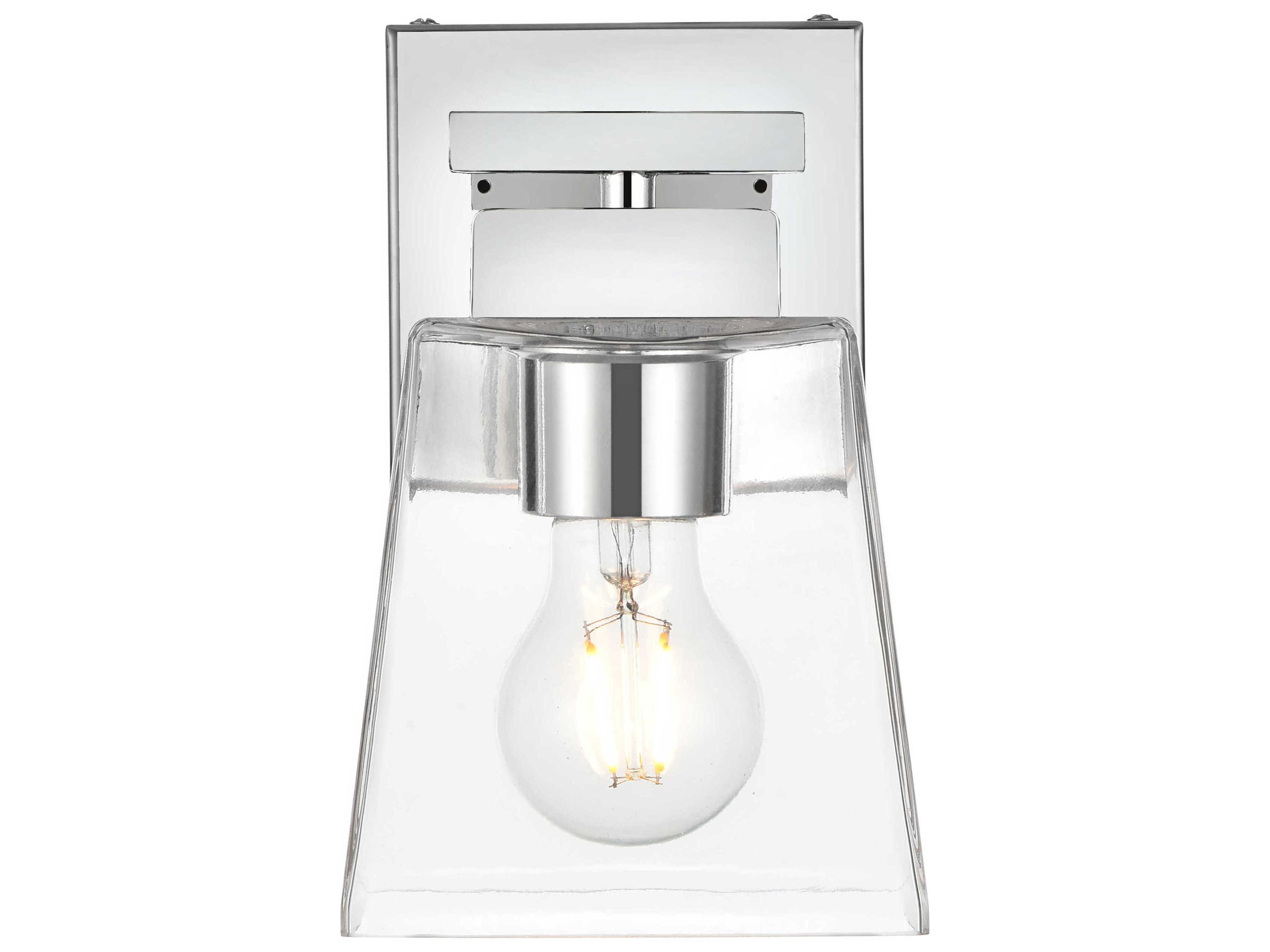 Elegant Lighting Merrick 1-Light Chrome Glass Wall Sconce
